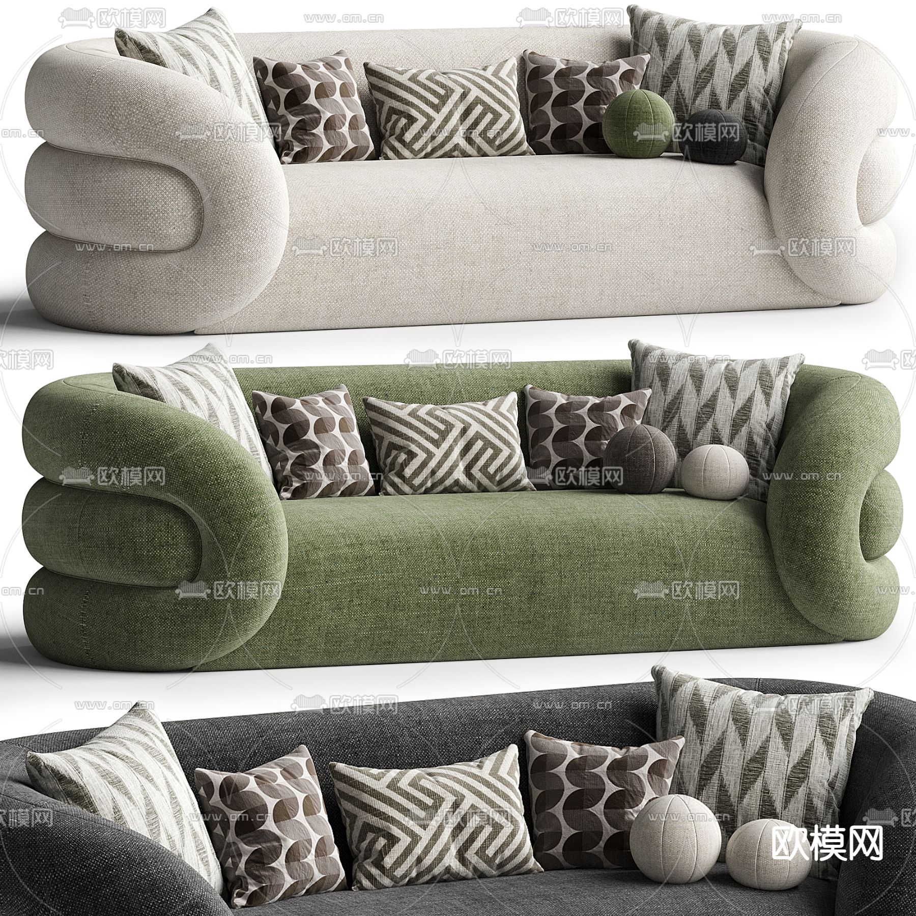 Modern 双人沙发3d模型下载