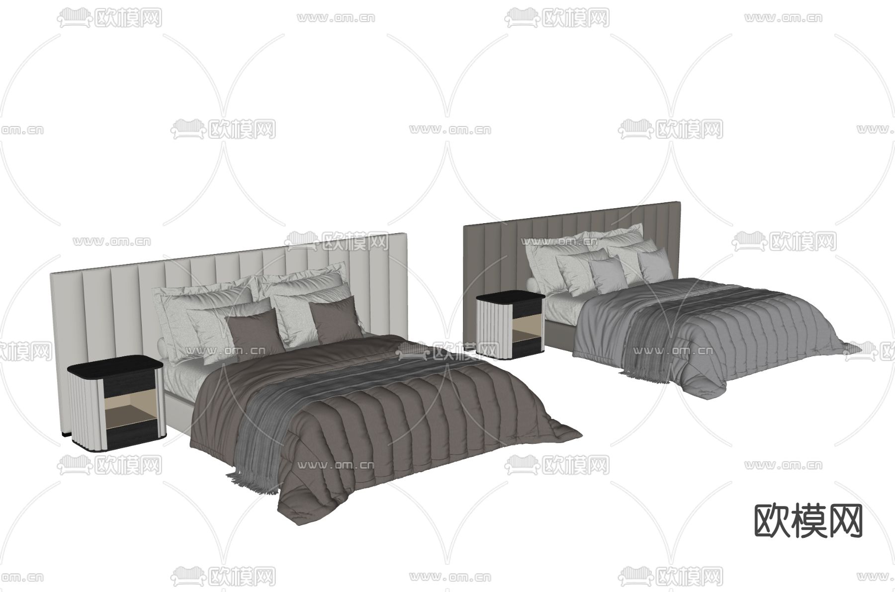 minotti 双人床su模型下载（渲染图2）