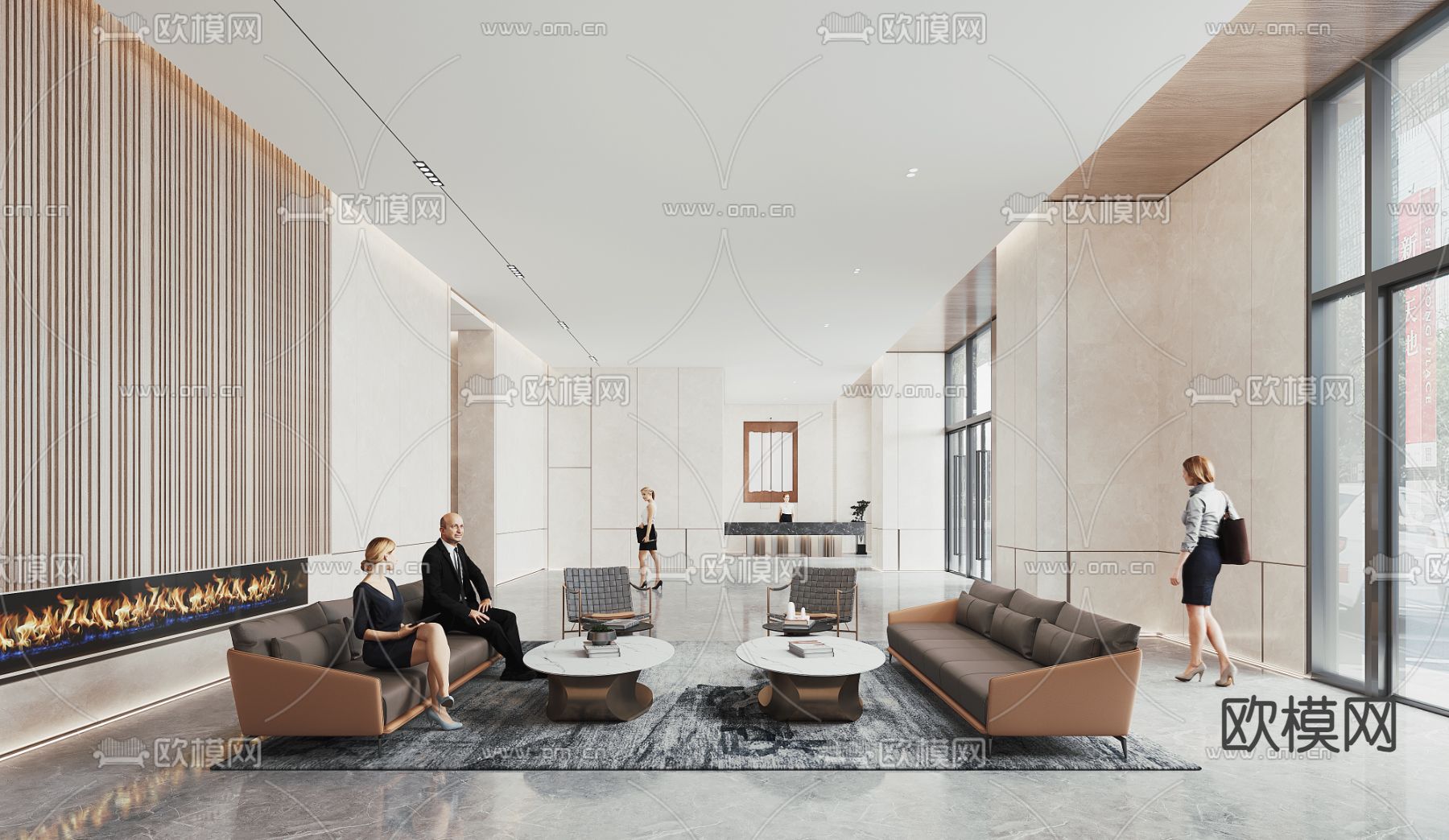 办公楼大堂 商务大堂3d模型下载