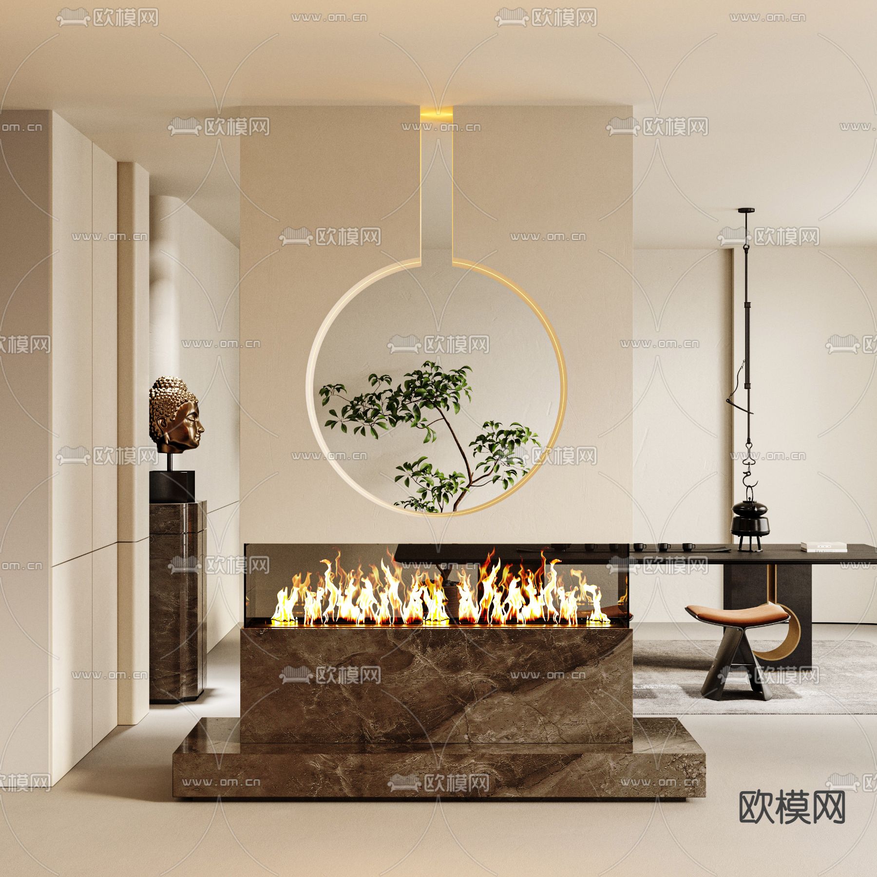 奶油风屏风 隔断墙3d模型下载