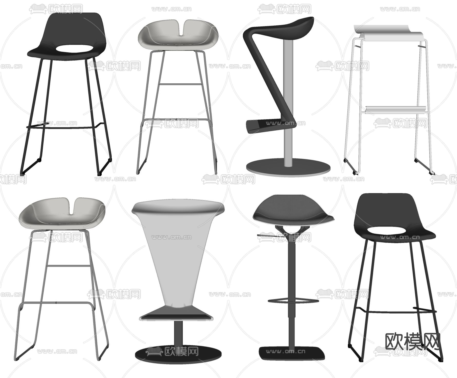 现代吧椅su模型下载（渲染图2）