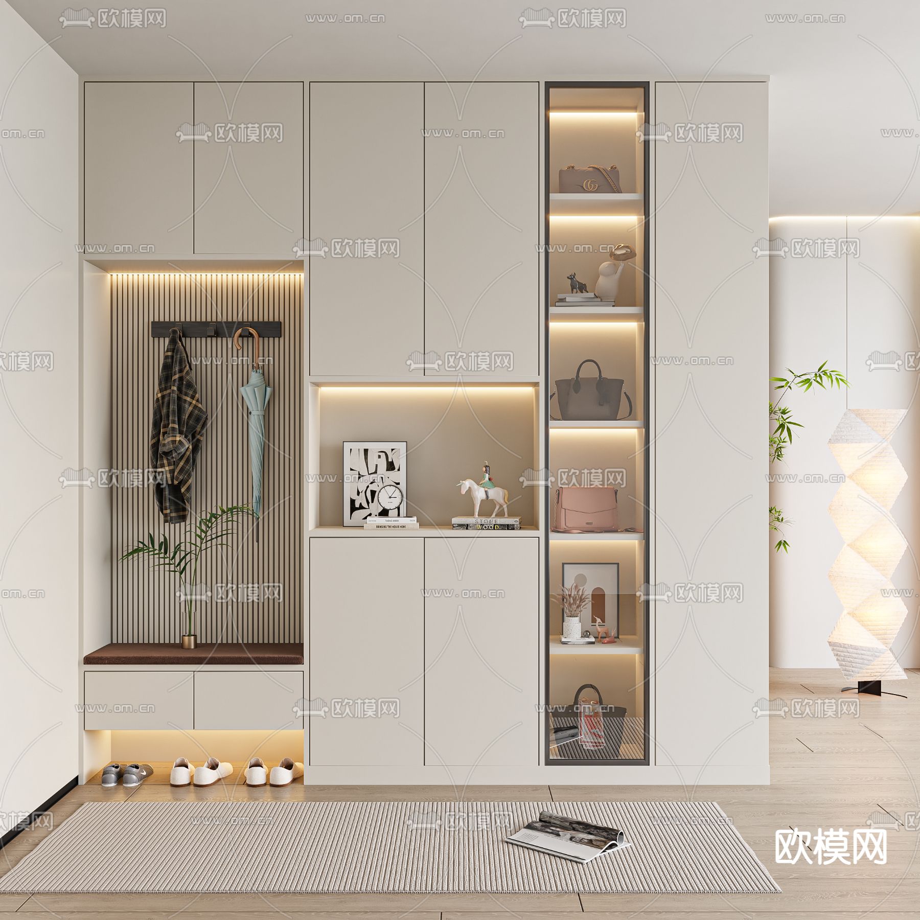 玄关鞋柜 隔断3d模型下载