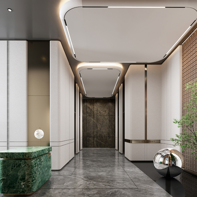  酒店大堂 接待区su模型 