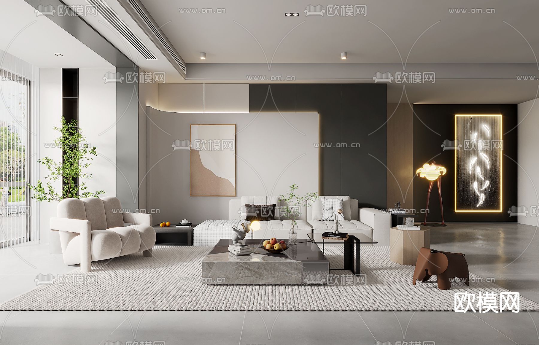 现代客餐厅3d模型下载