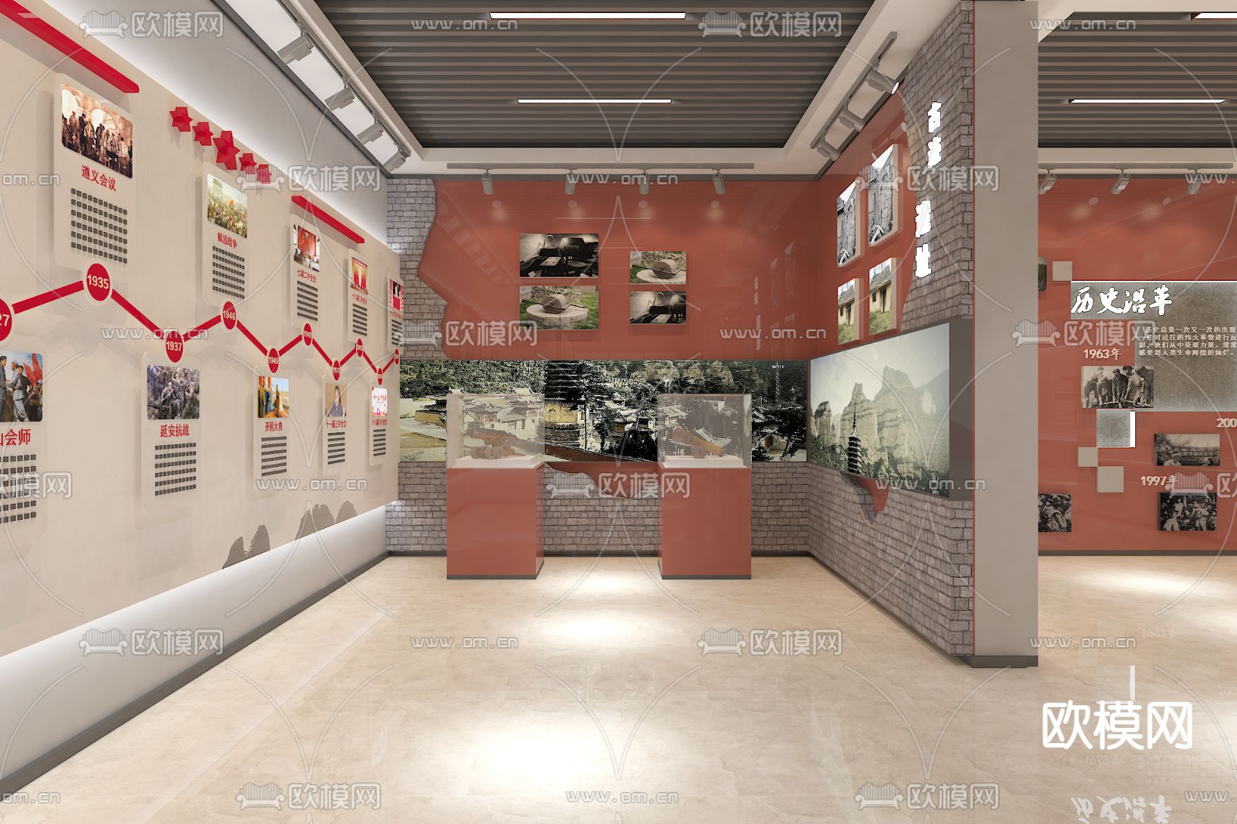 新中式村史馆su模型下载（渲染图3）