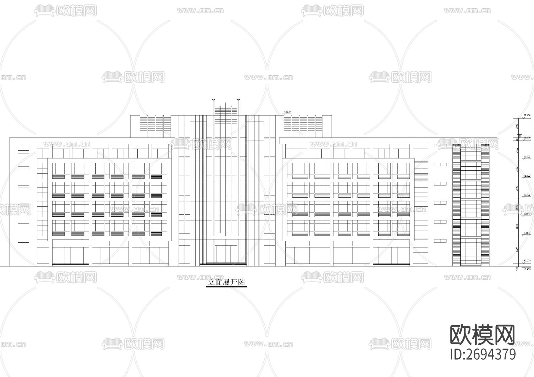 L型公司综合办公楼建筑cad施工图下载（渲染图9）