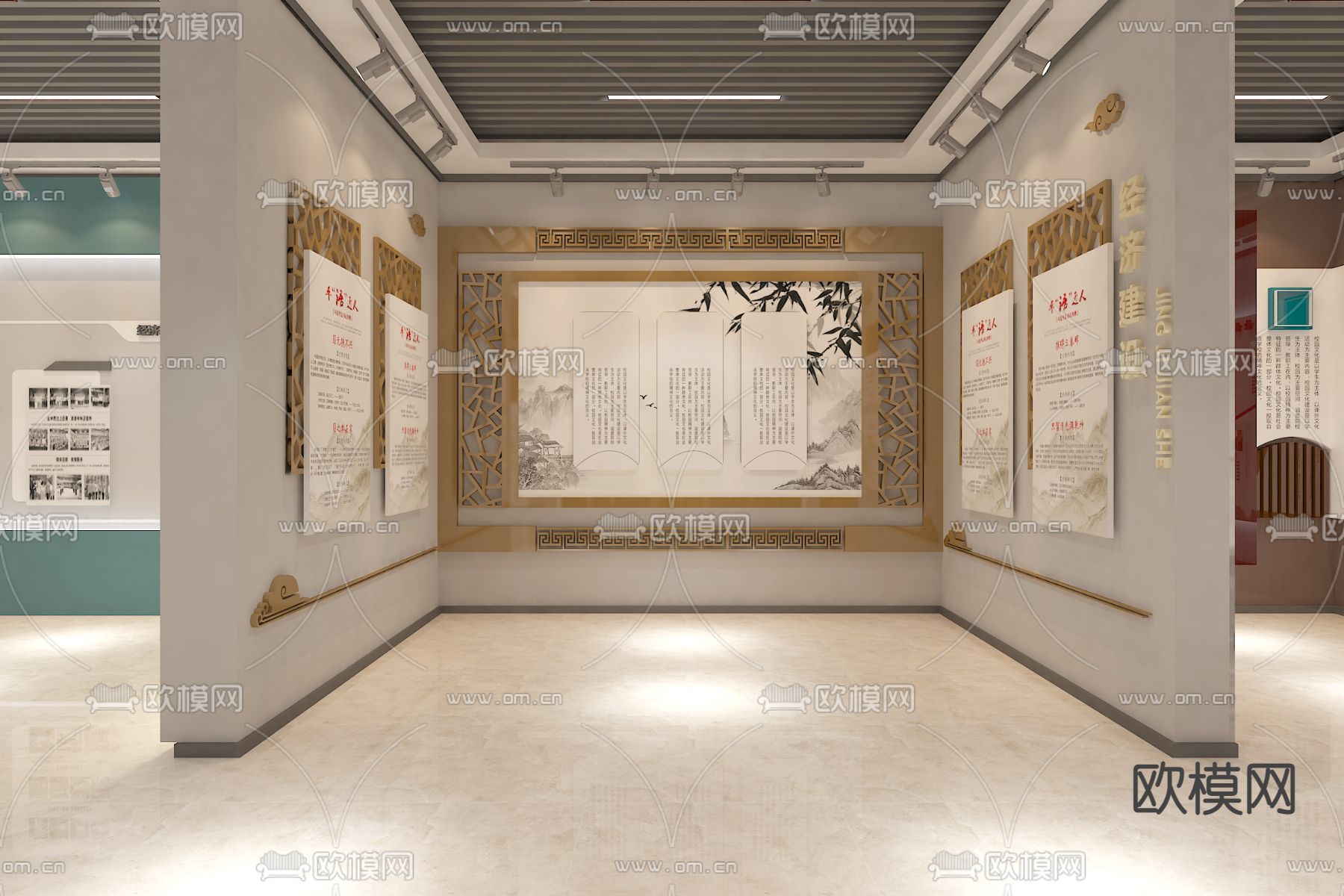 新中式村史馆su模型下载（渲染图4）