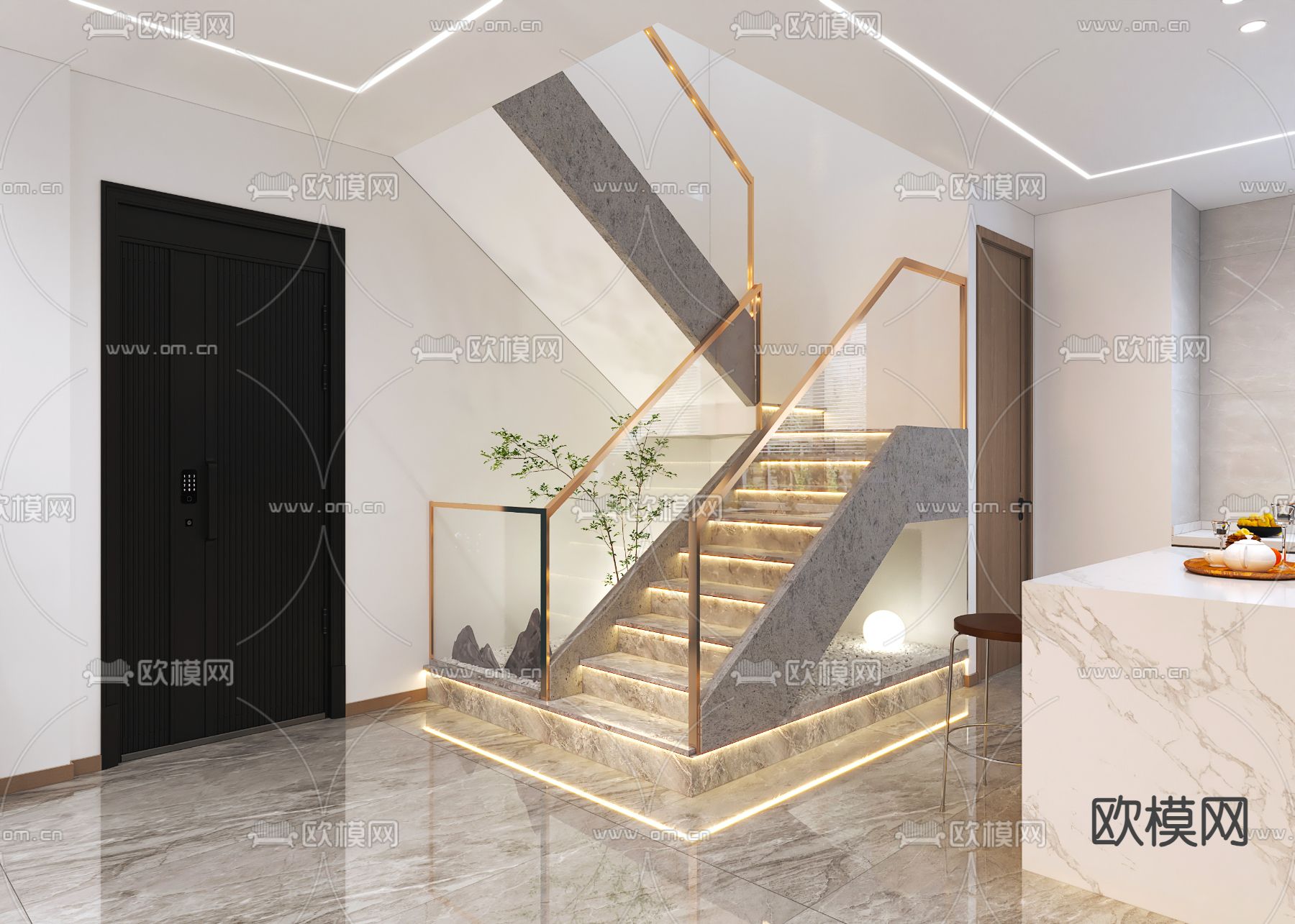 玻璃楼梯 扶手楼梯3d模型下载