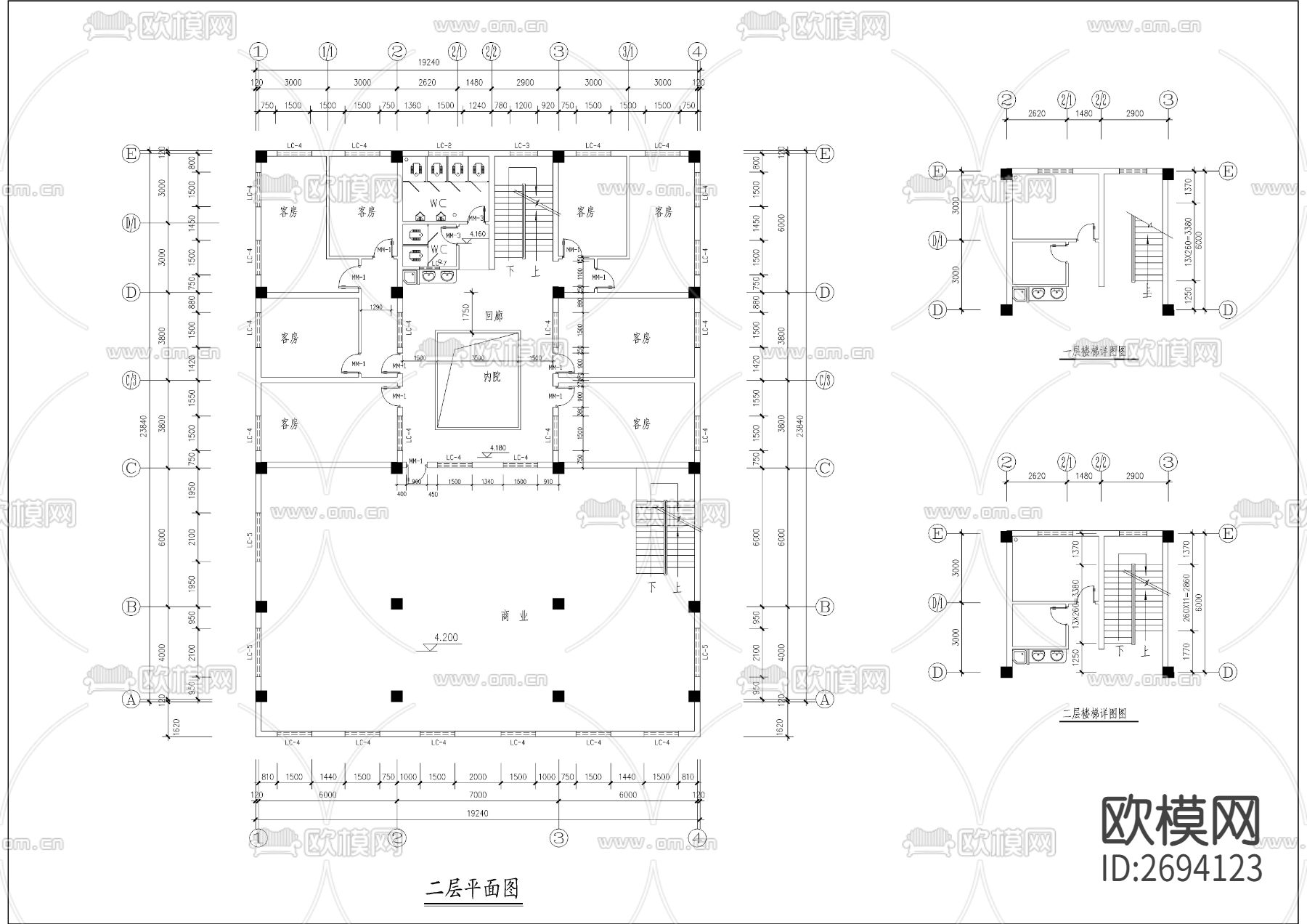 合院型带商业民舍全套建筑cad施工图下载（渲染图5）