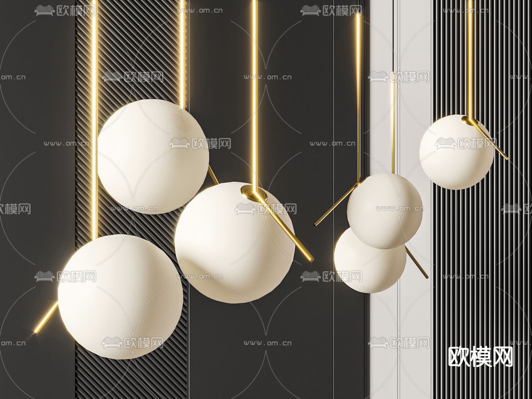 球形吊灯3d模型下载_ID14144514_3dmax免费模型-欧模网