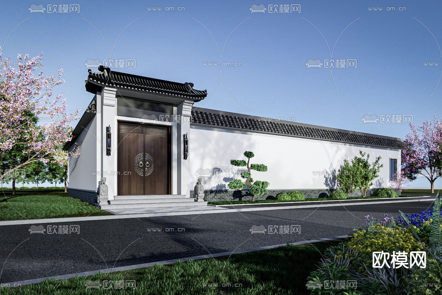 徽派别墅su模型下载（渲染图1）