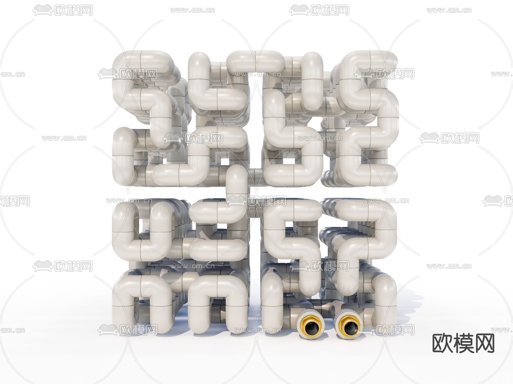 方块排列水管su模型下载（渲染图2）