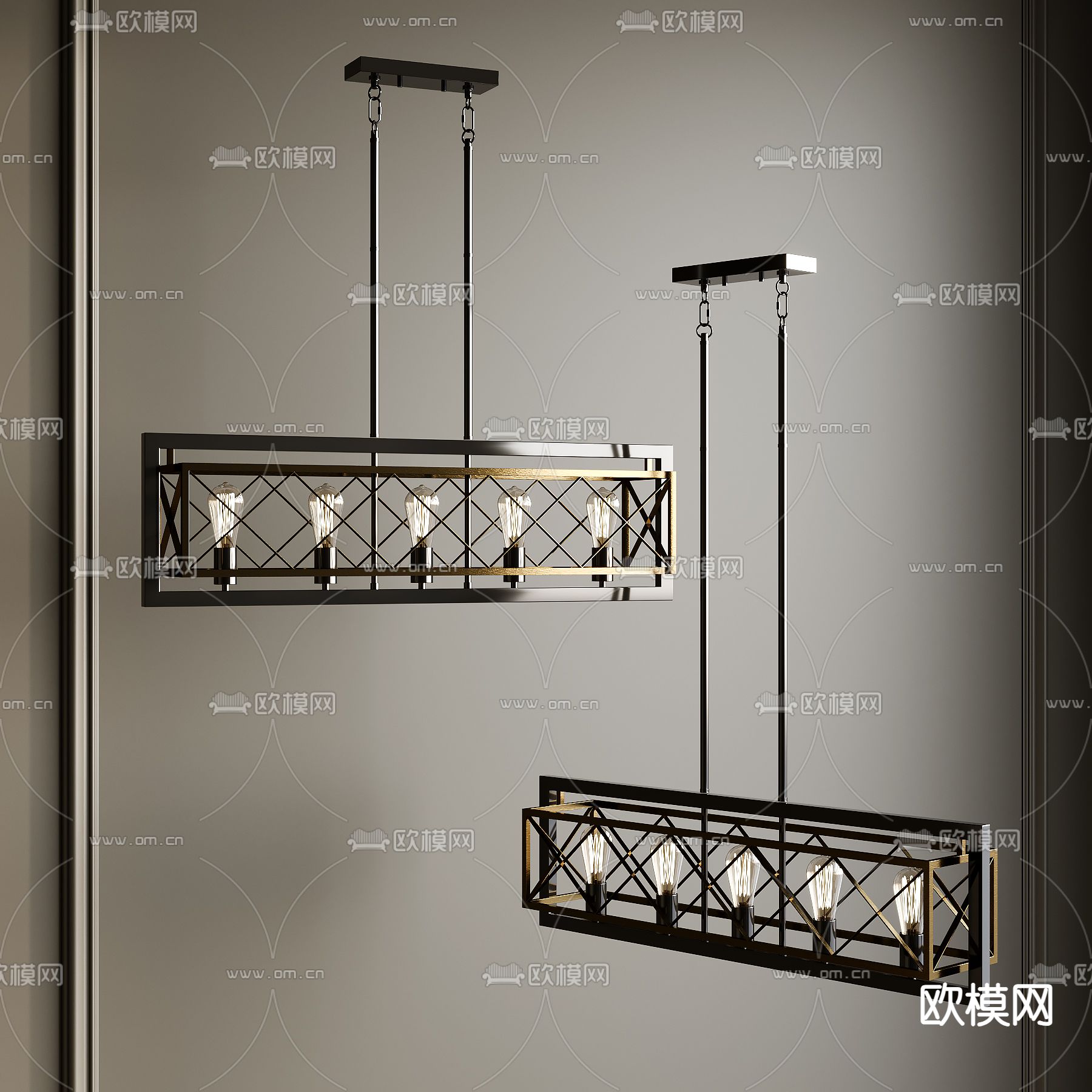 餐厅吊灯 多头吊灯3d模型下载