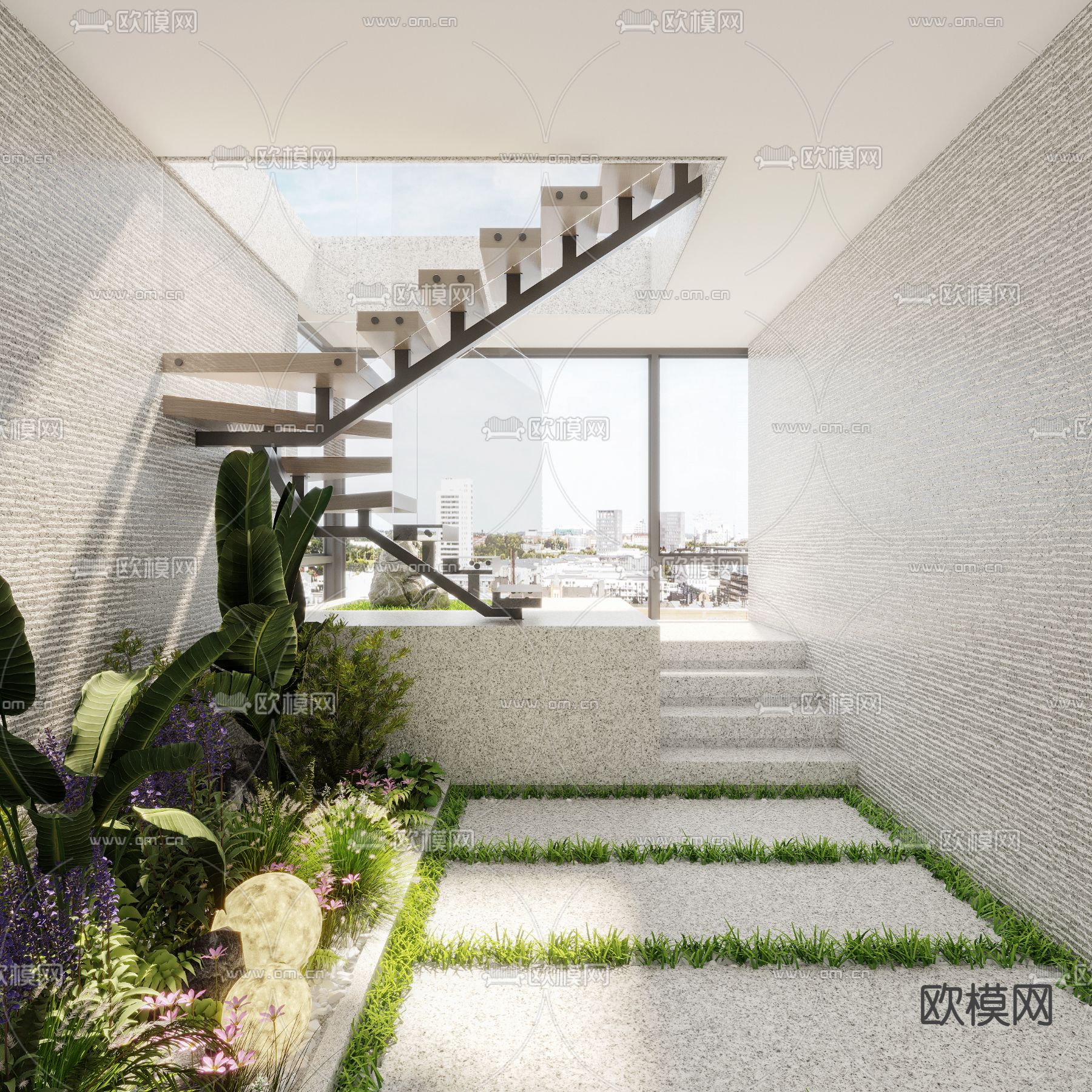 楼梯间 过道3d模型下载_ID14142709_3dmax免费模型-欧模网