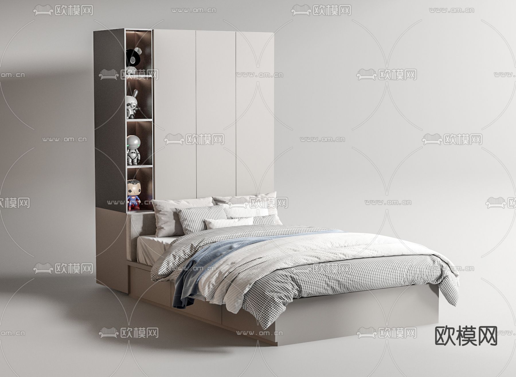 双人床 榻榻米3d模型下载