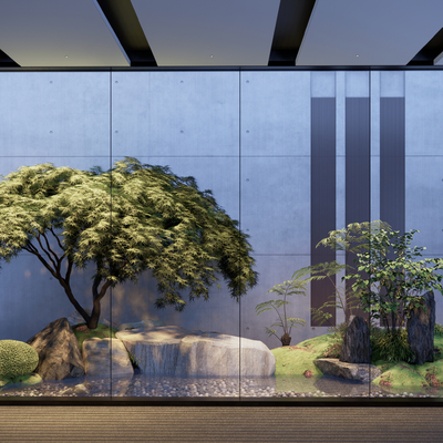  别墅天井 植物堆su模型 