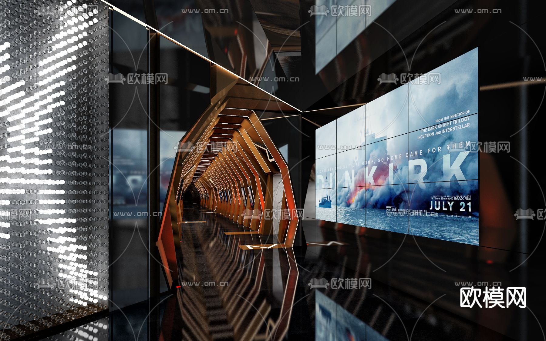 电影院走廊 过道su模型下载（渲染图1）