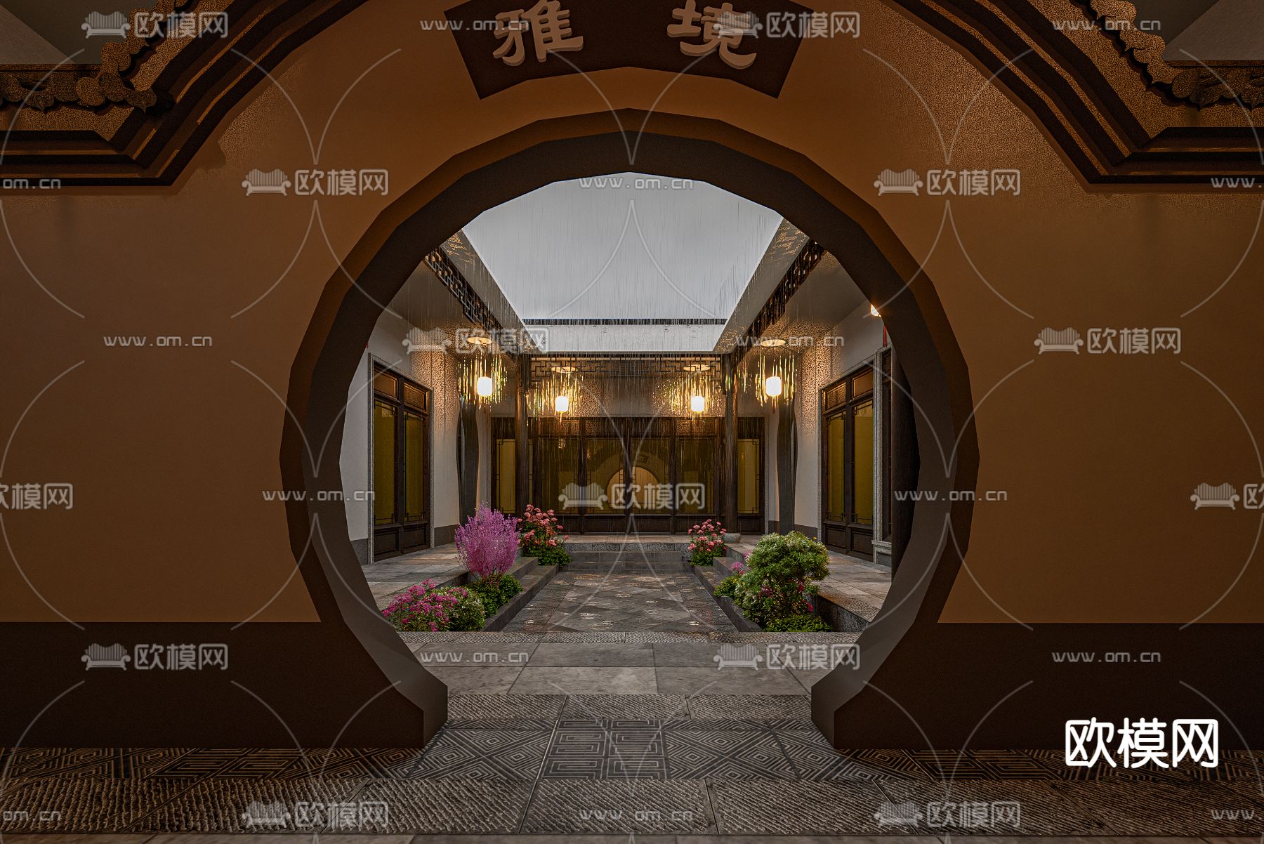 徽派别墅su模型下载（渲染图6）