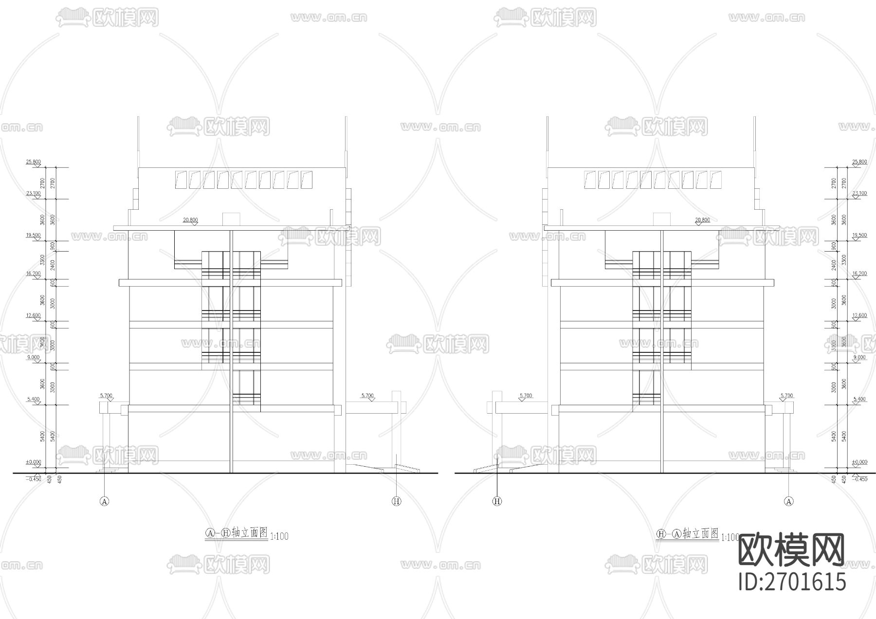 办公楼建筑cad施工图下载（渲染图7）
