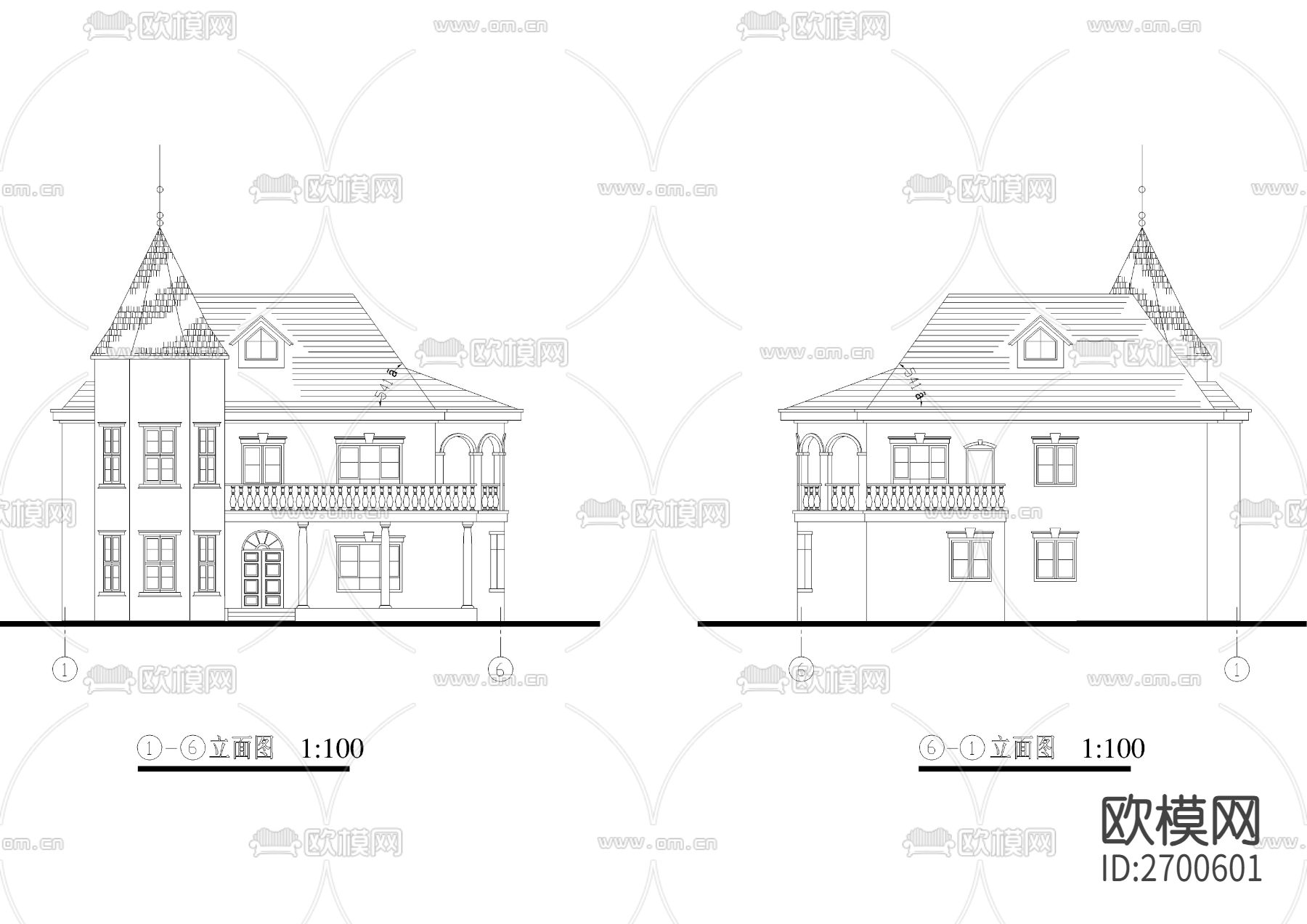 私人别墅CAD施工图下载（渲染图1）