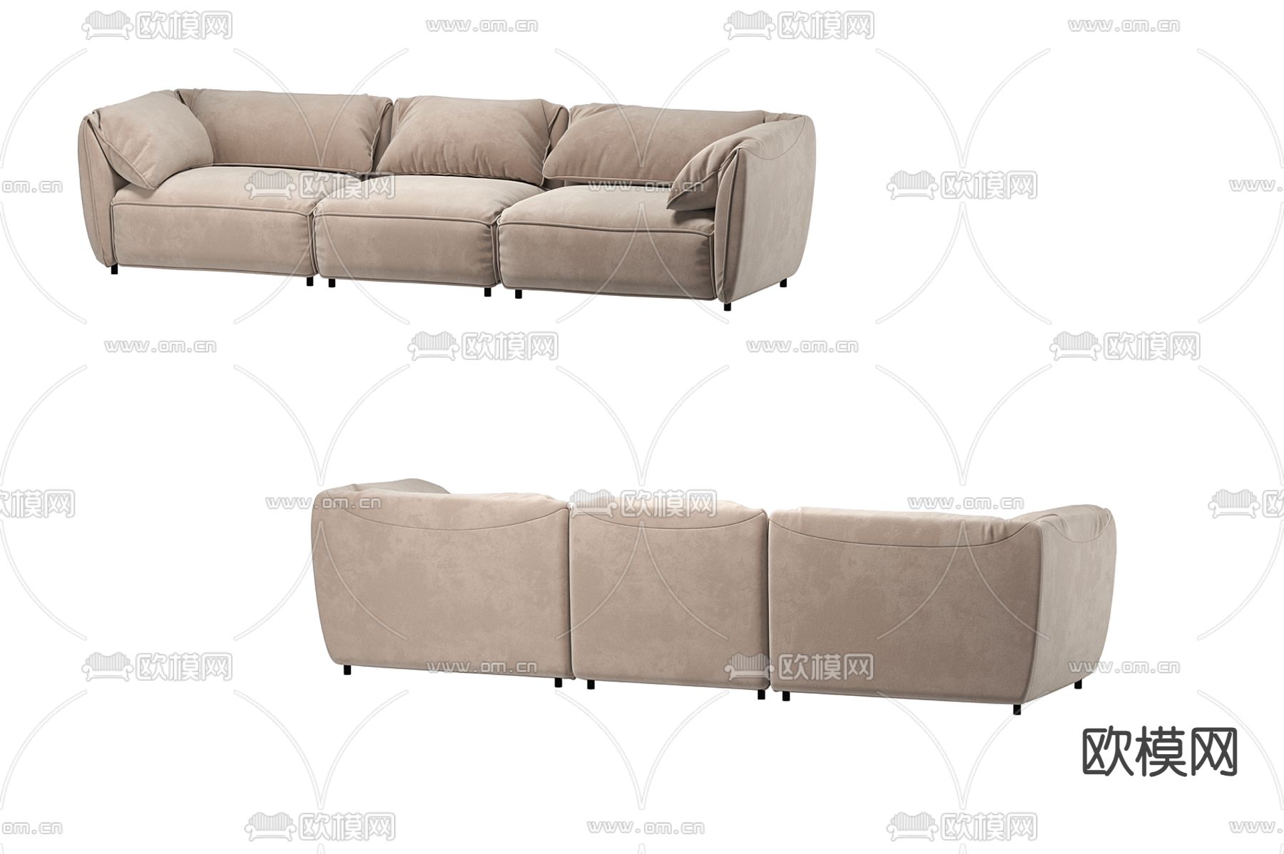 多人沙发 三人沙发3d模型下载