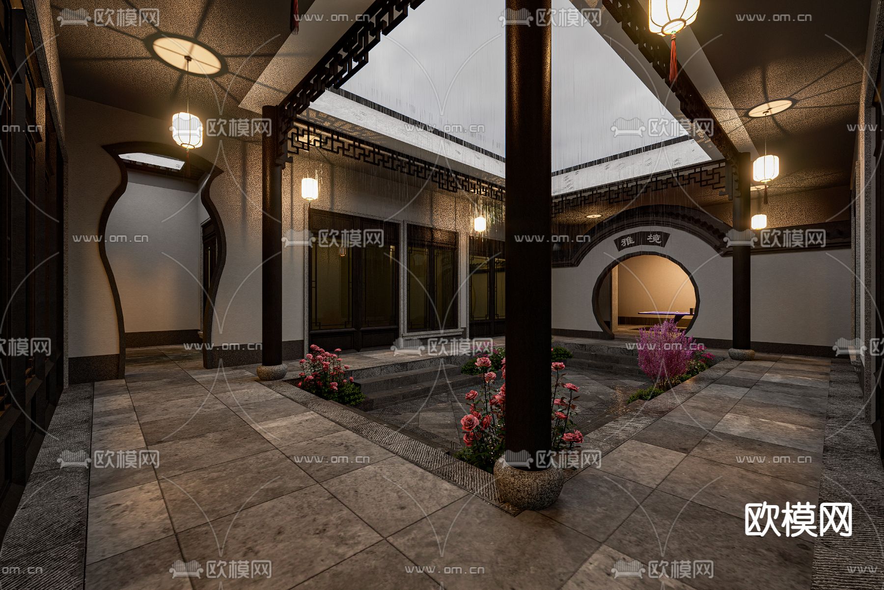 徽派别墅su模型下载（渲染图5）