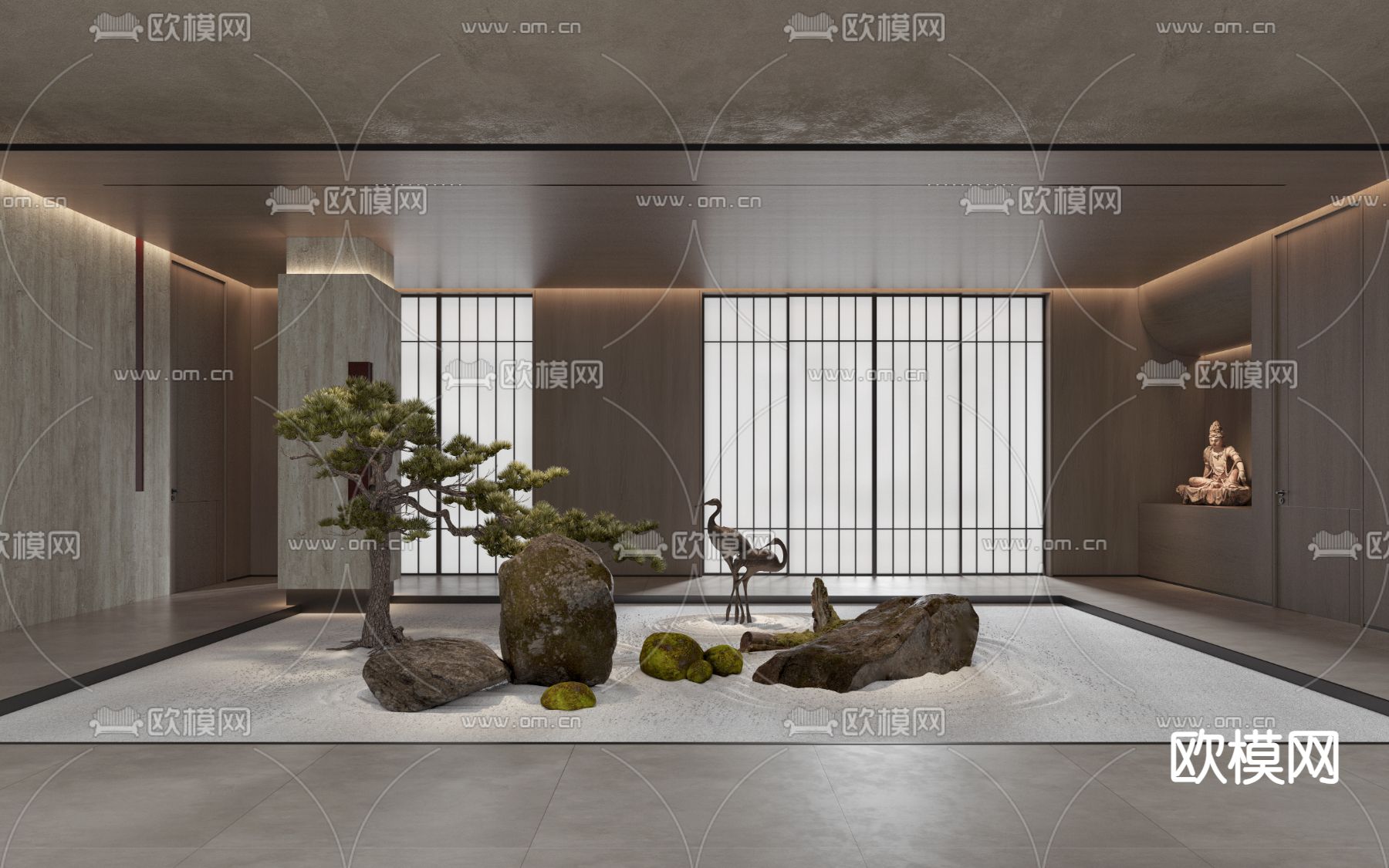 室内造景 植物堆 枯山水3d模型下载