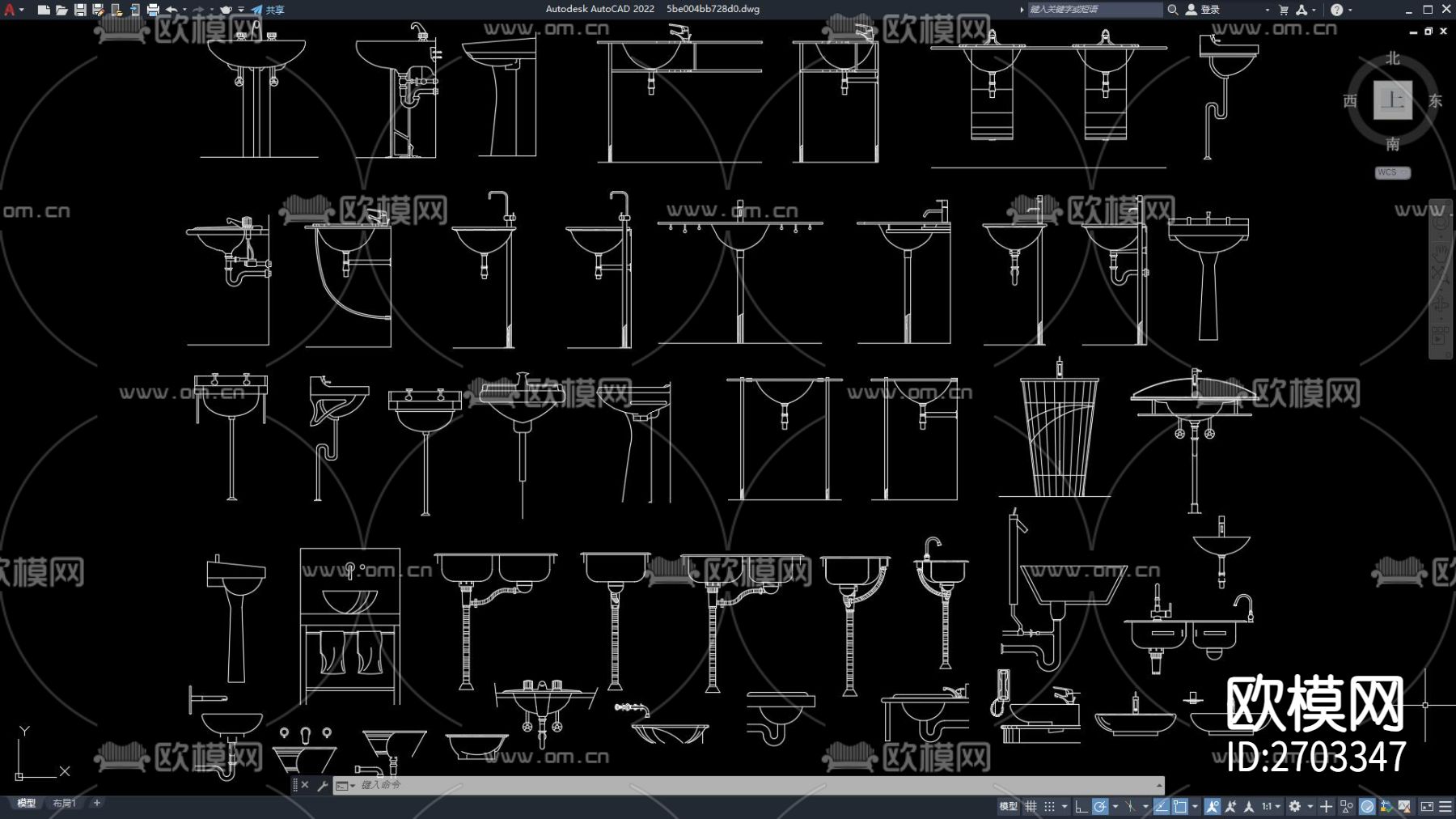 台盆立面CAD图库下载