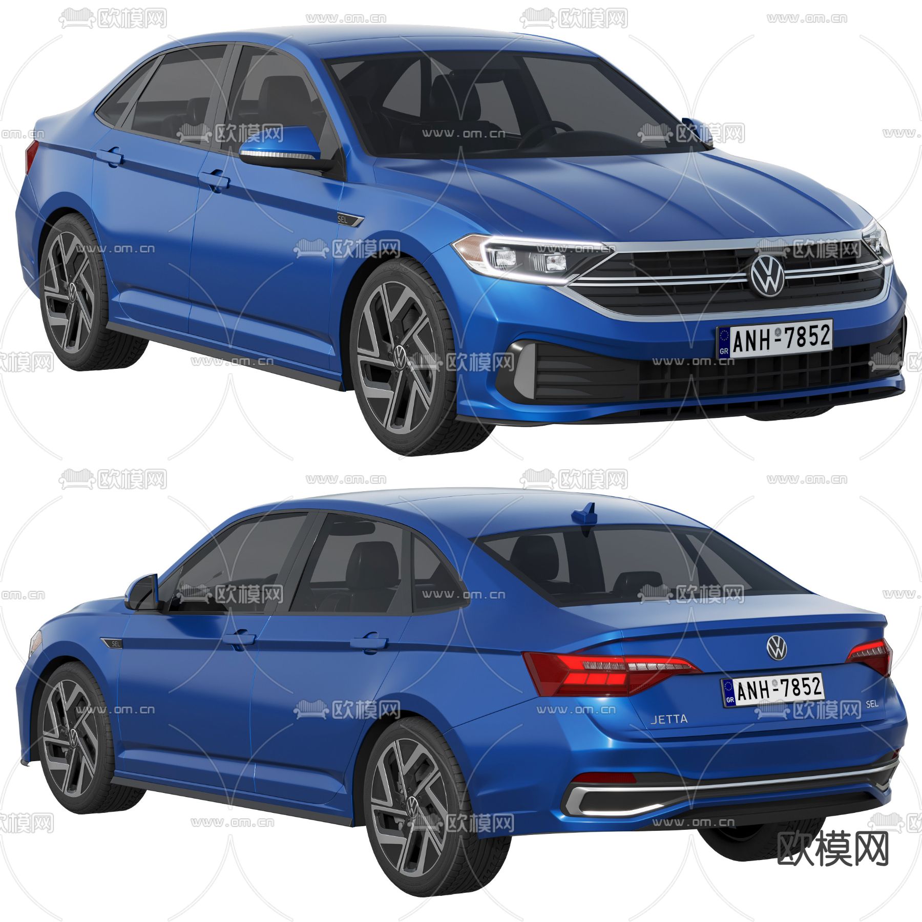 捷达汽车 小轿车3d模型下载（渲染图2）