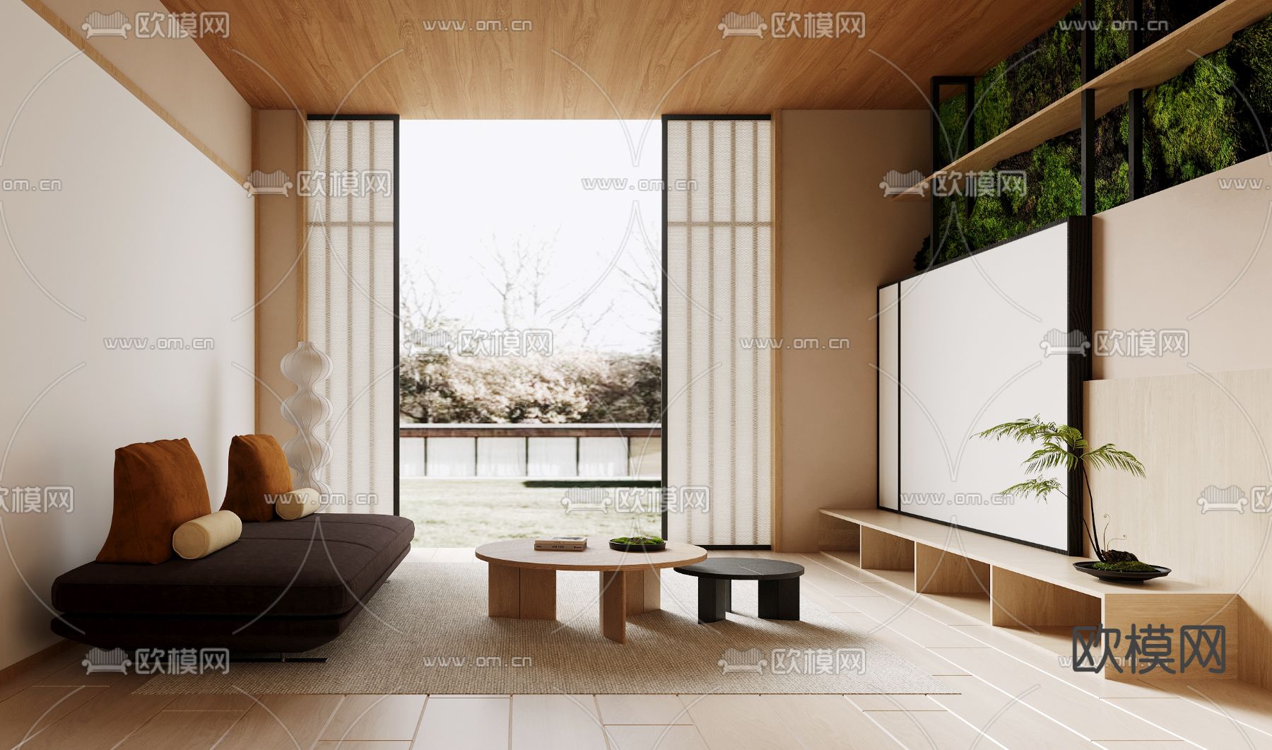 日式客厅3d模型下载