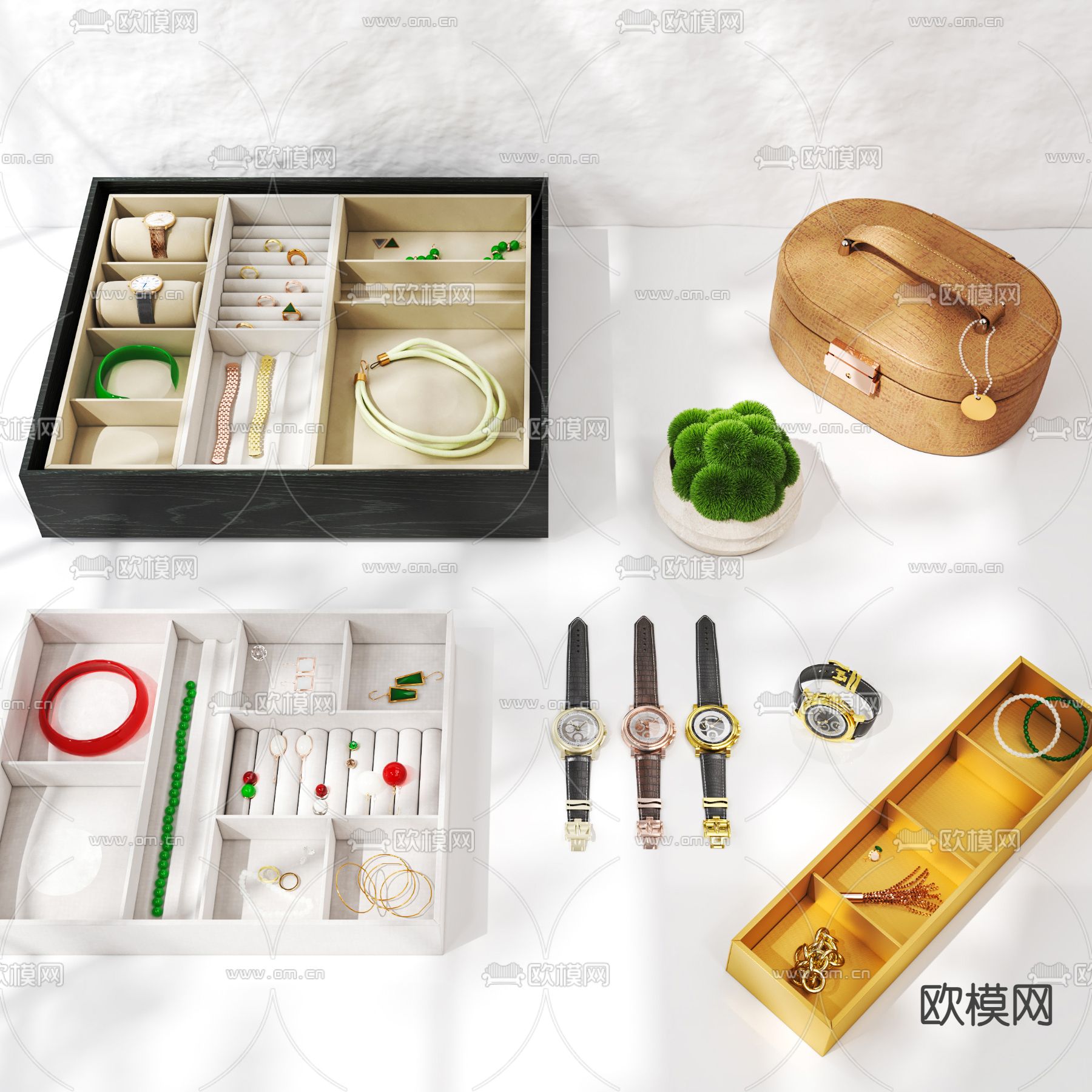 珠宝 首饰 手表 收纳盒su模型下载（渲染图1）