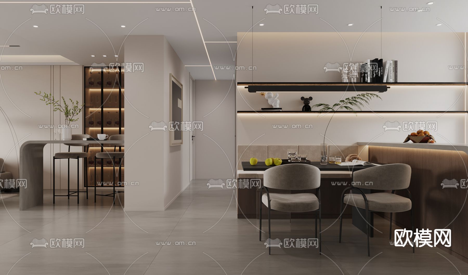 现代客餐厅3d模型下载（渲染图7）