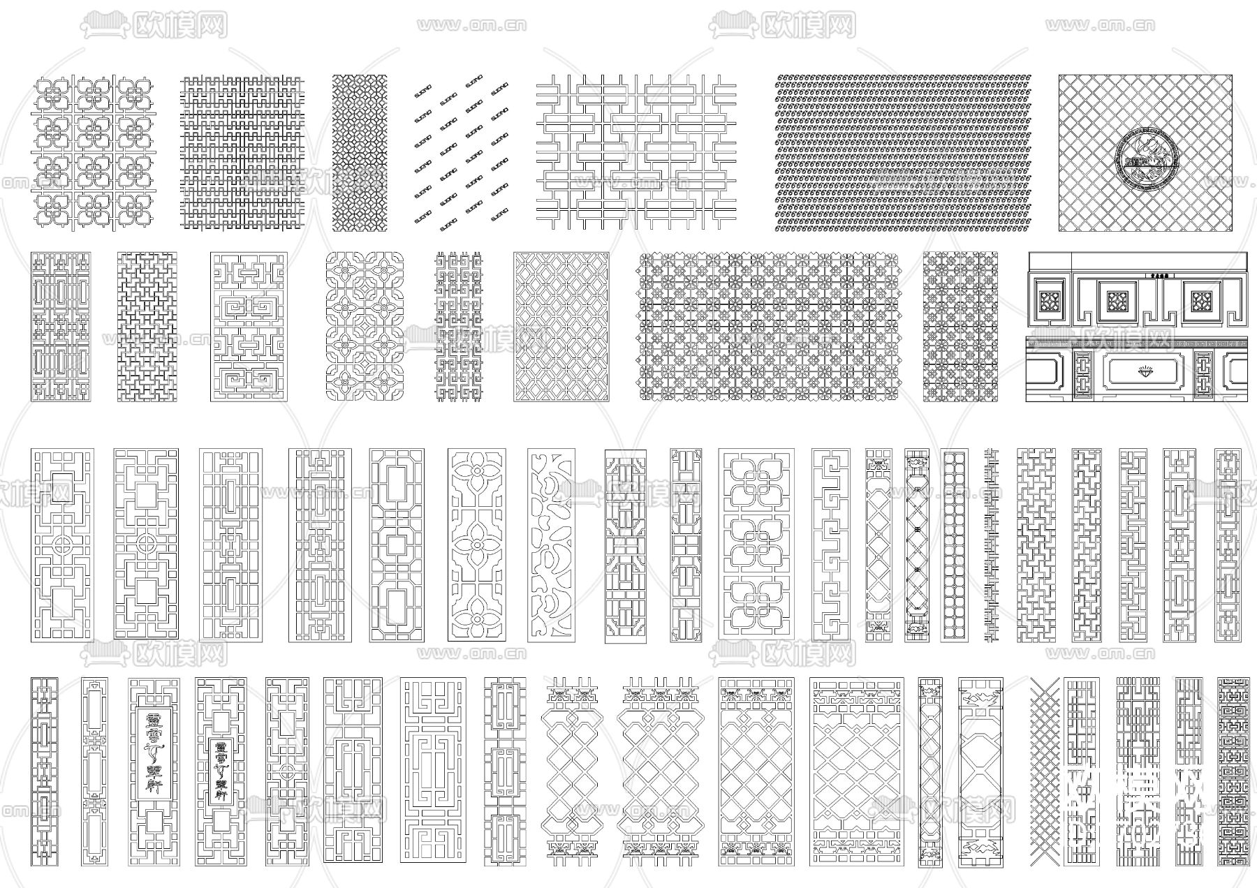 中式雕花cad图库下载（渲染图3）