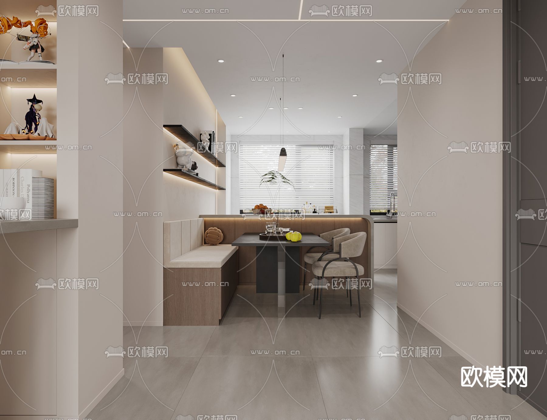现代客餐厅3d模型下载（渲染图5）