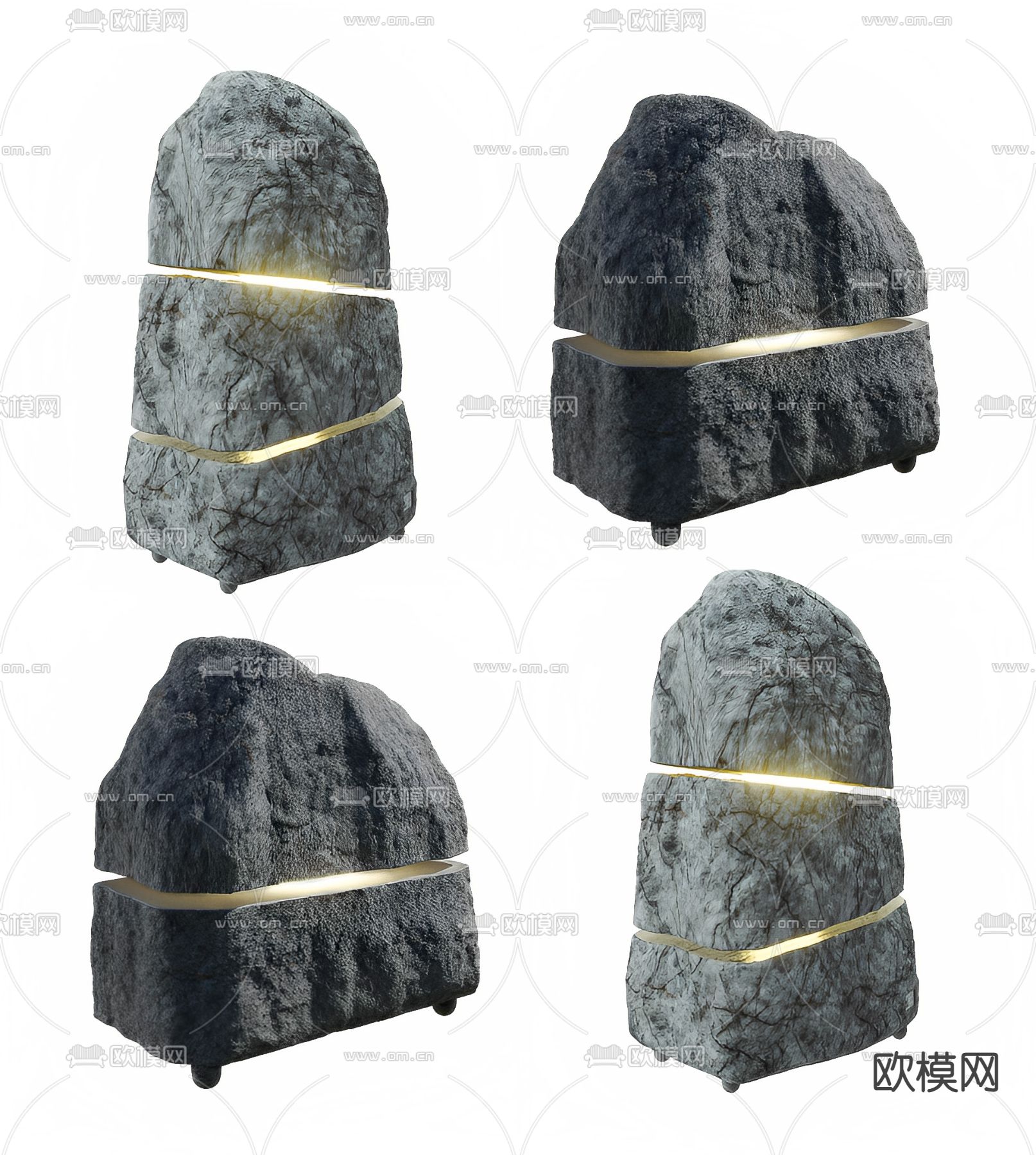 景观石灯 开缝石 户外灯su模型下载（渲染图1）