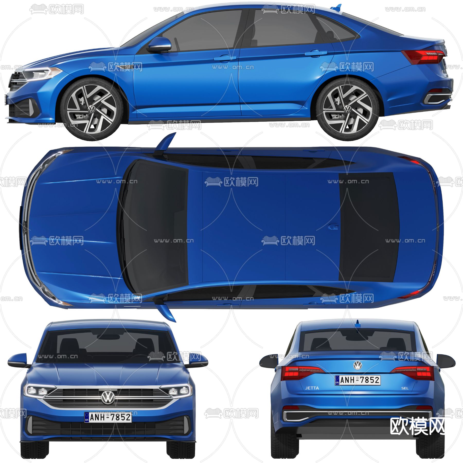 捷达汽车 小轿车3d模型下载（渲染图1）