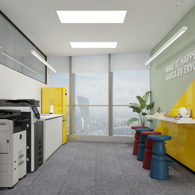  办公室休闲区 打印区su模型 