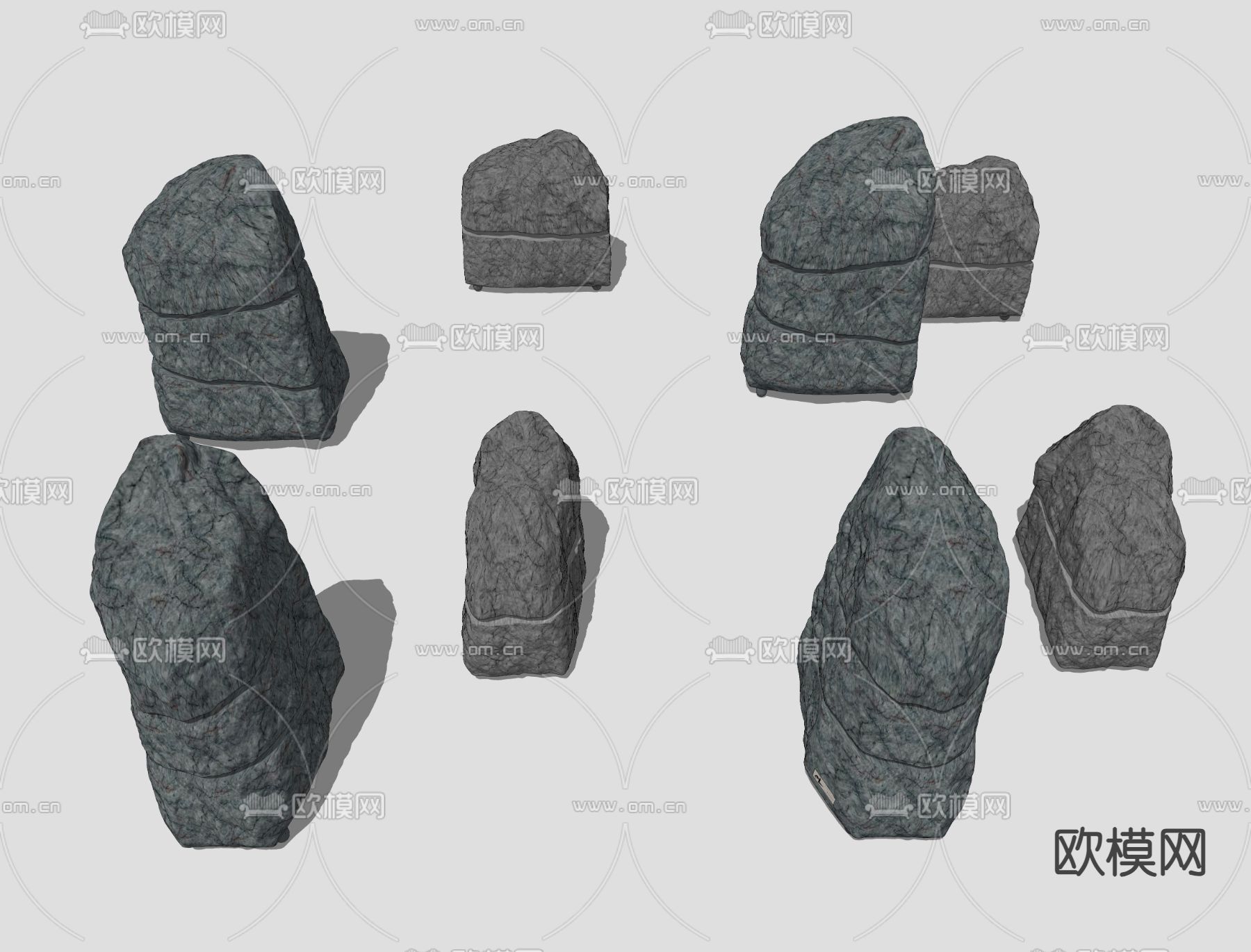 景观石灯 开缝石 户外灯su模型下载（渲染图2）