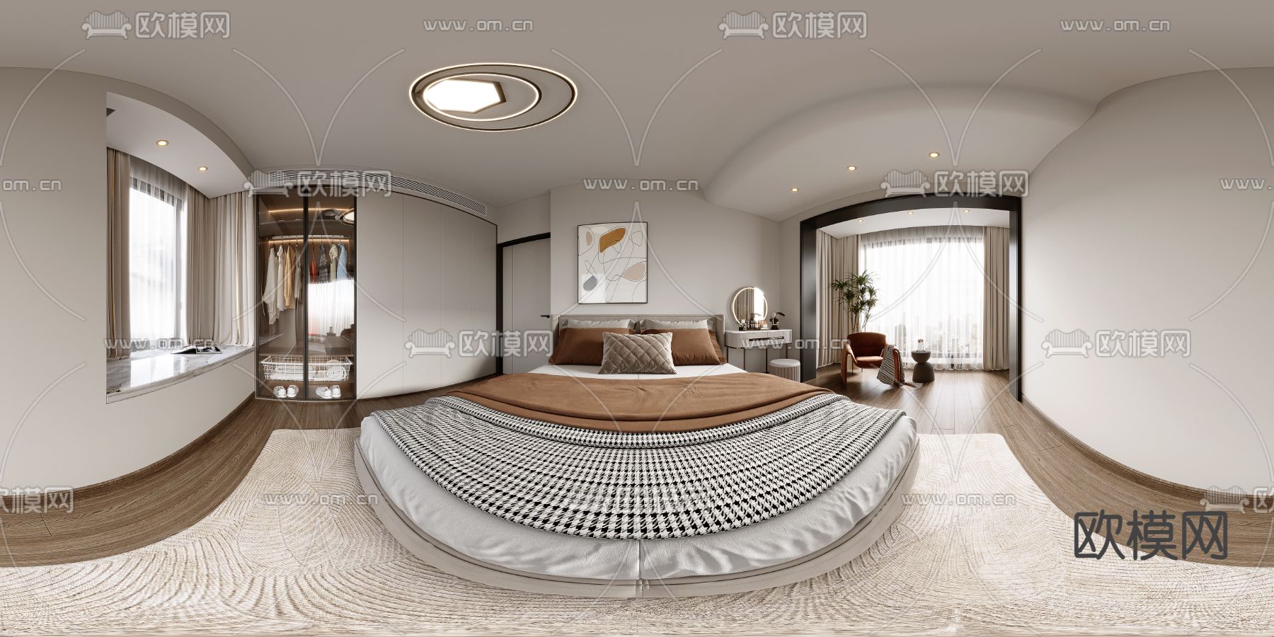 现代卧室cr全景3d模型