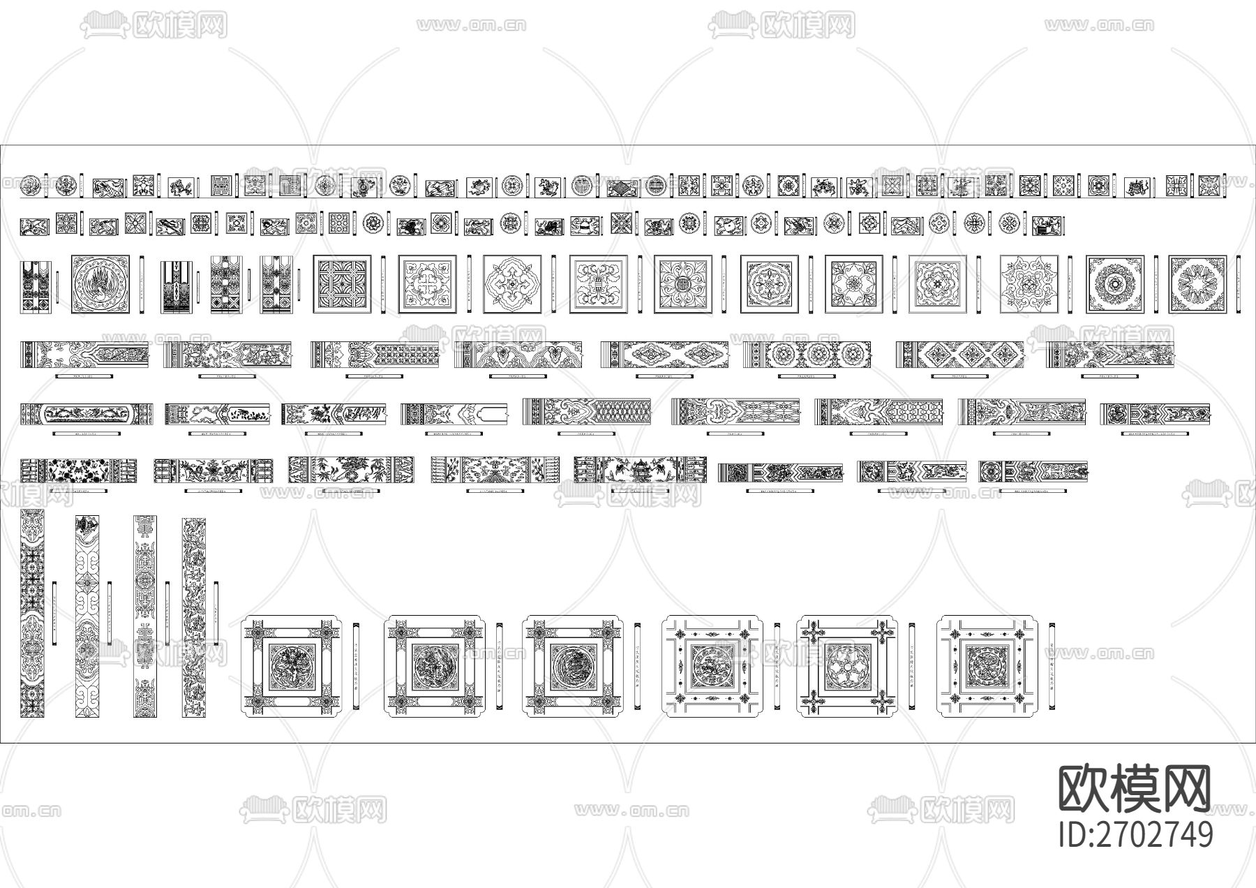 中式花纹镂空雕花cad图库下载（渲染图7）