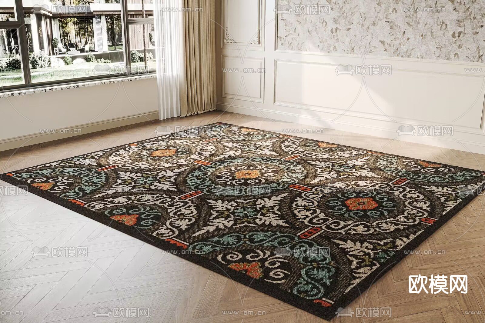 法式地毯 方毯su模型下载（渲染图1）