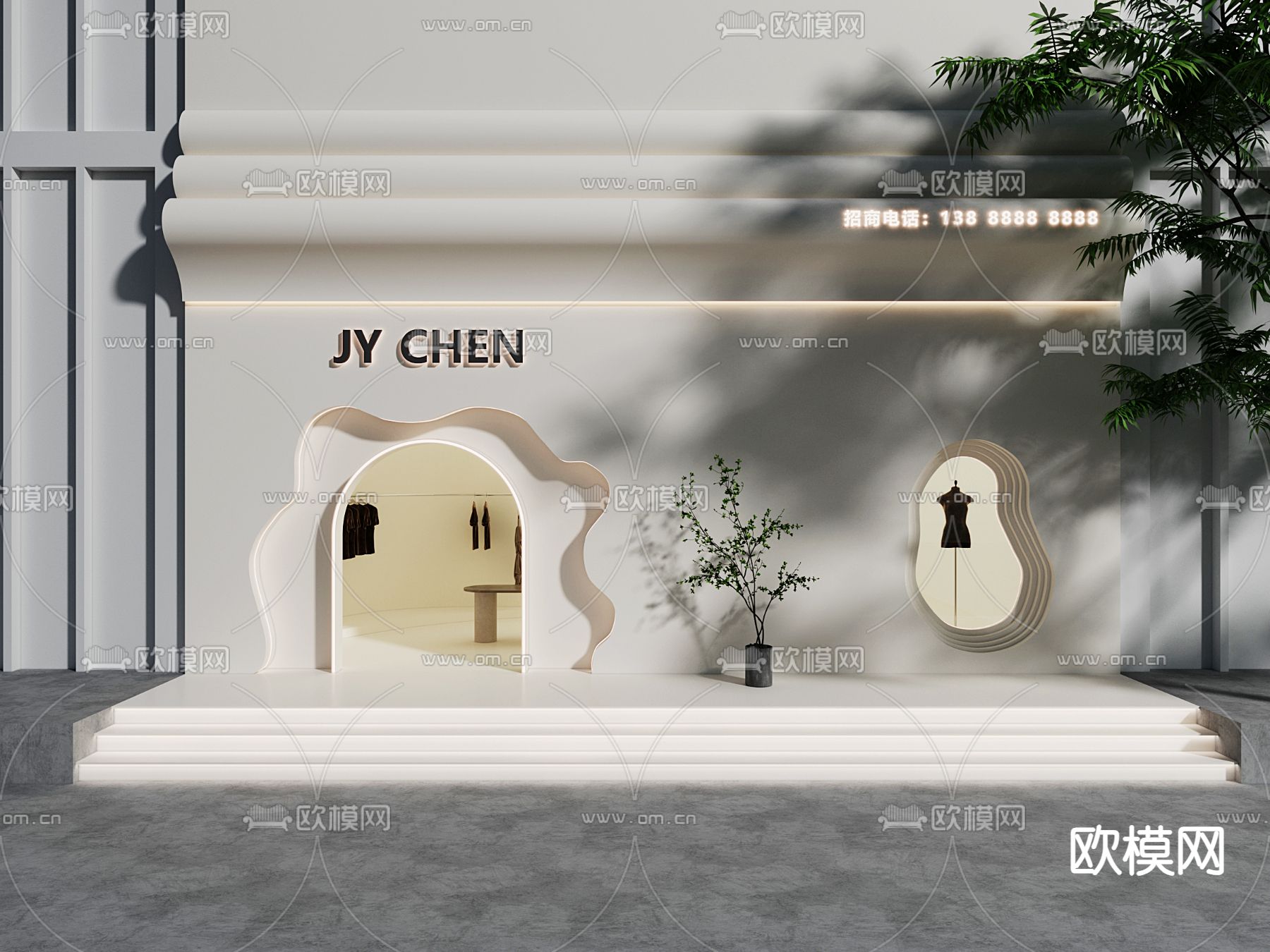服装店门头 门面3d模型下载_ID14143541_3dmax免费模型-欧模网