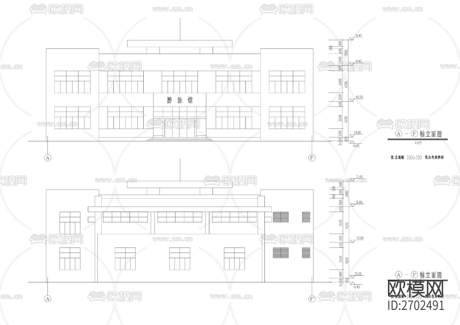 游泳馆建筑cad施工图下载（渲染图6）