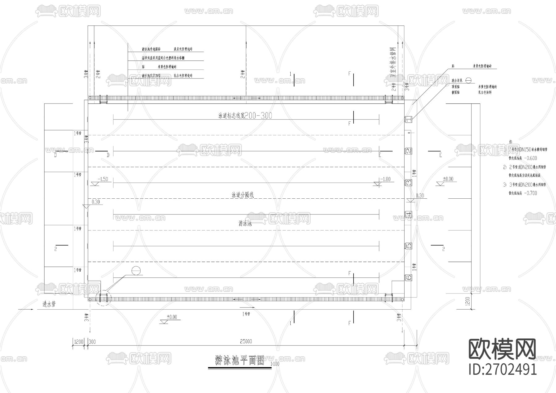 游泳馆建筑cad施工图下载（渲染图5）