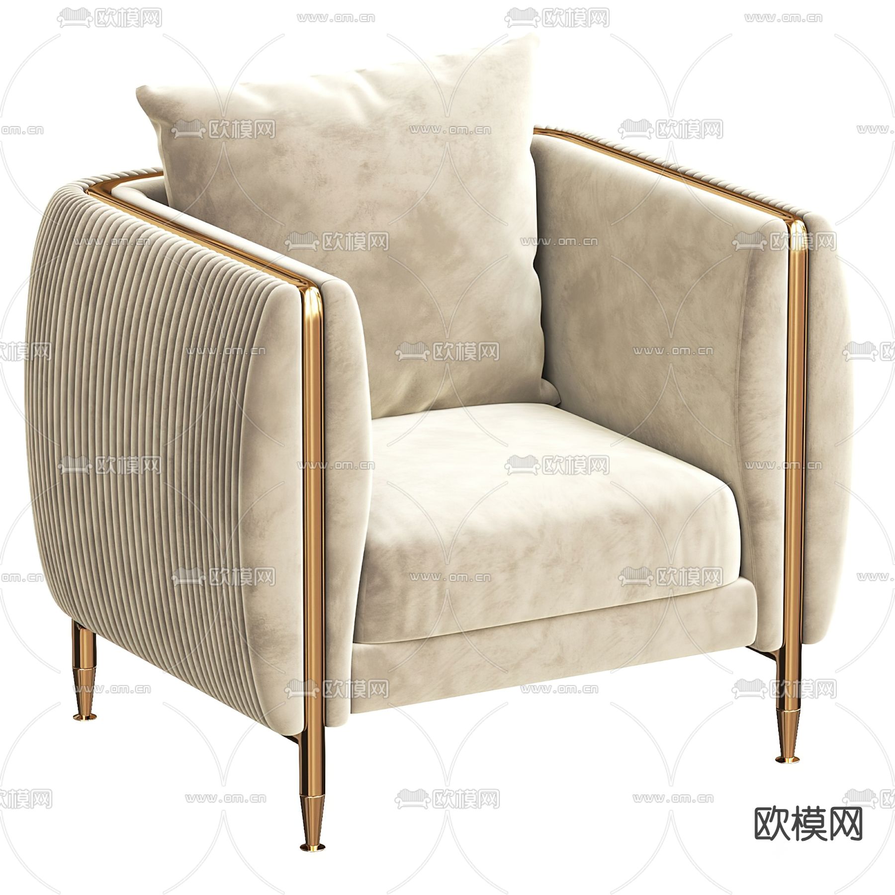 简欧单人沙发3d模型下载_ID14144049_3dmax免费模型-欧模网