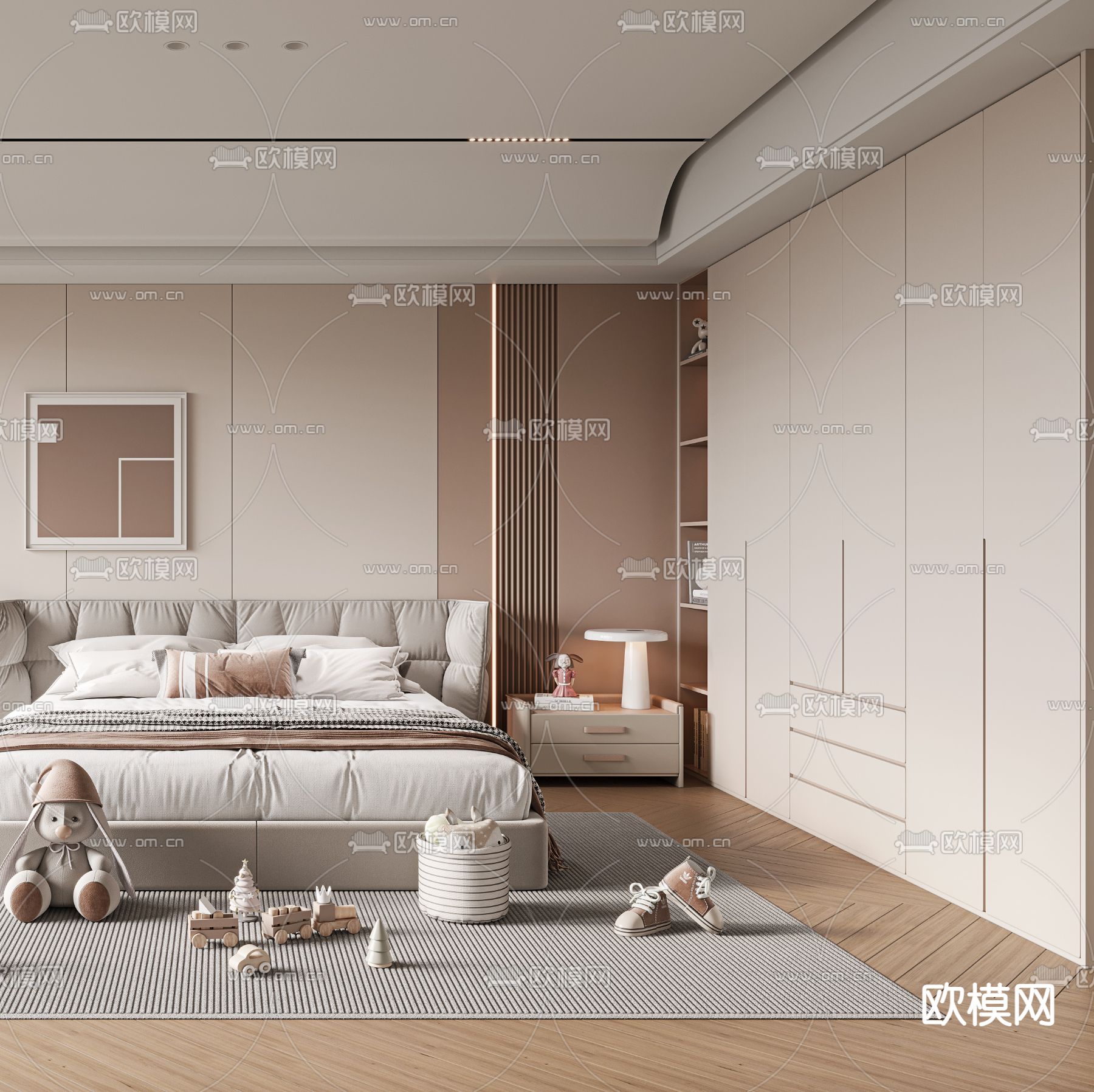 儿童房 女孩房 小孩房3d模型下载（渲染图2）