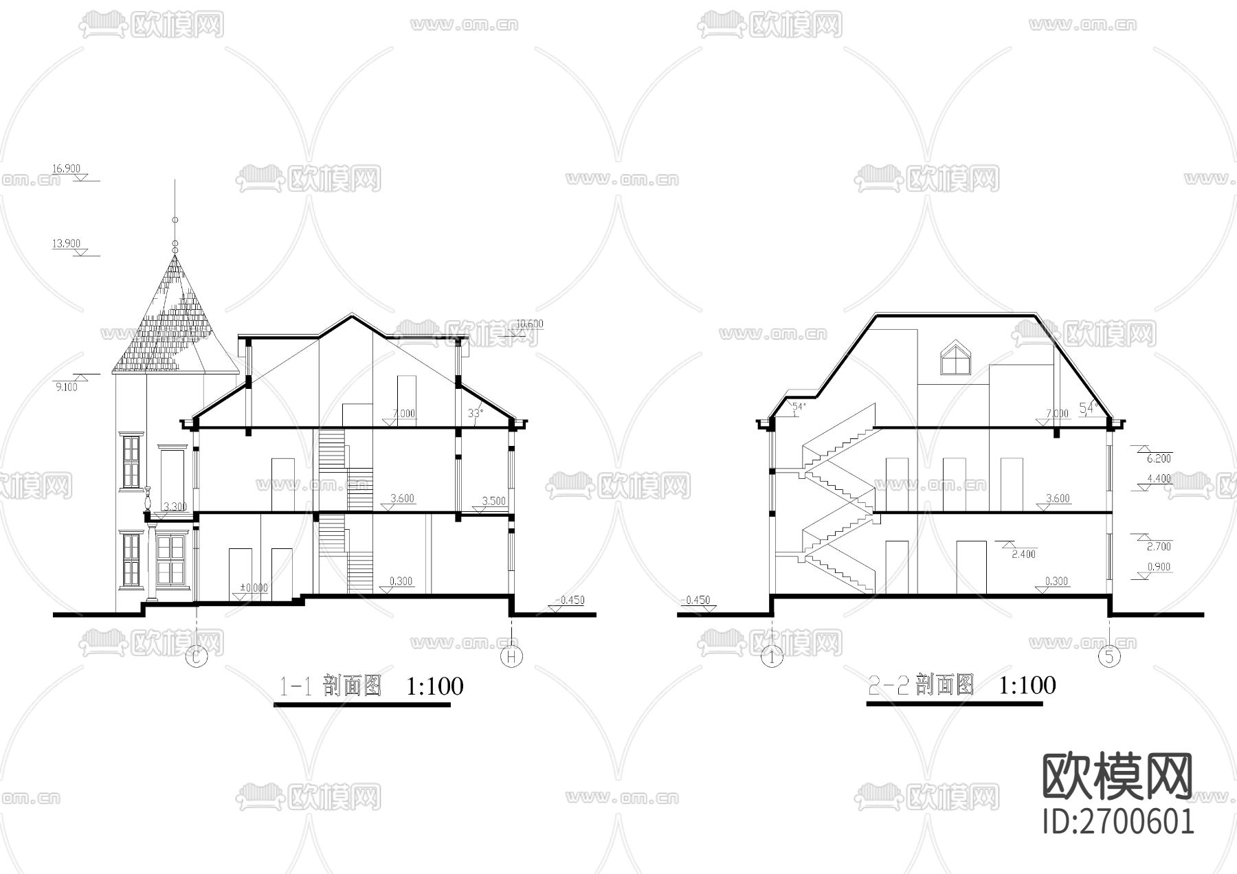私人别墅CAD施工图下载（渲染图2）