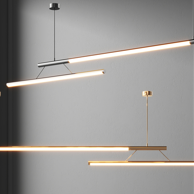  长条吊灯 办公吊灯su模型 