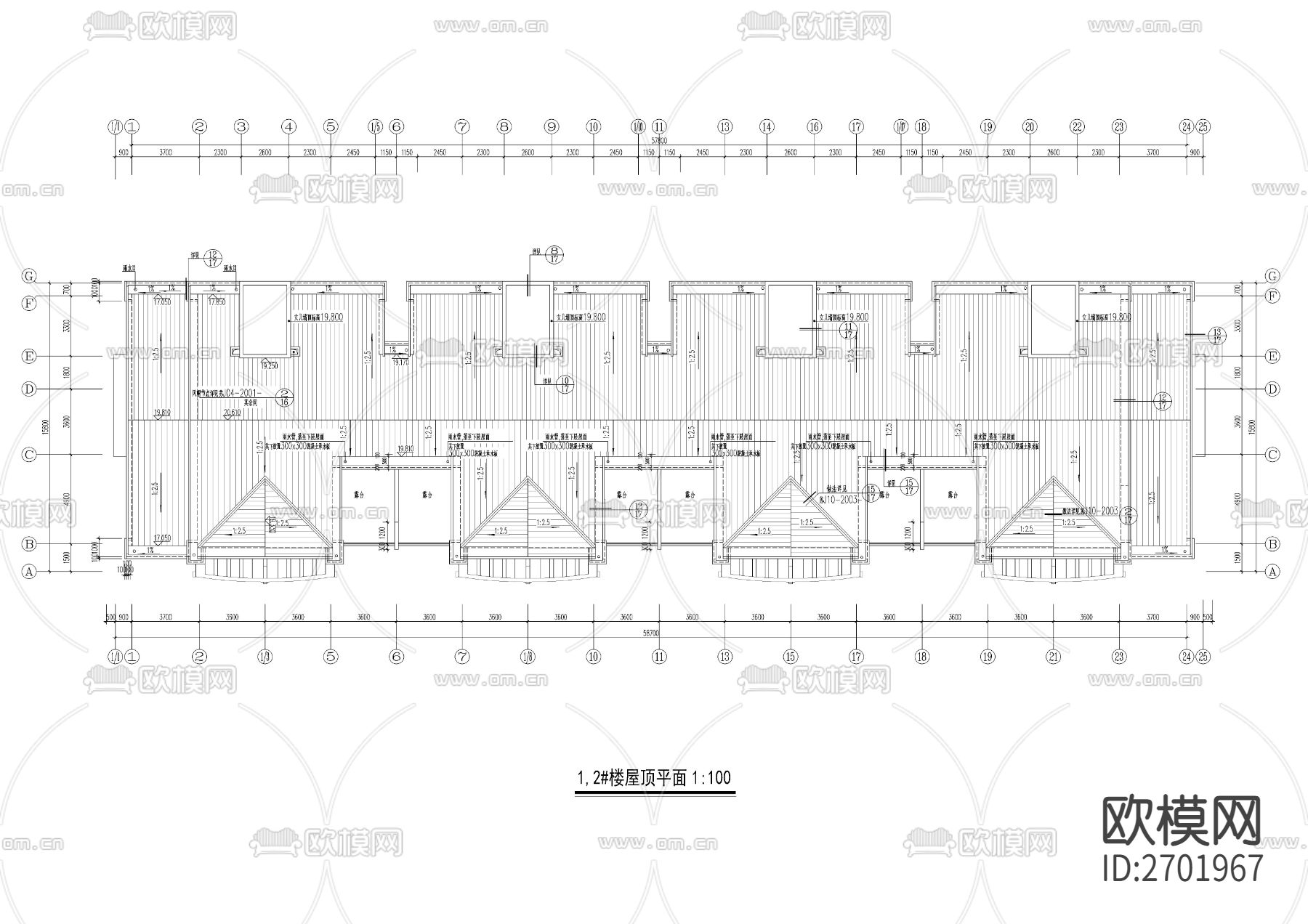 六层坡屋顶研究生公寓建筑cad施工图下载（渲染图5）