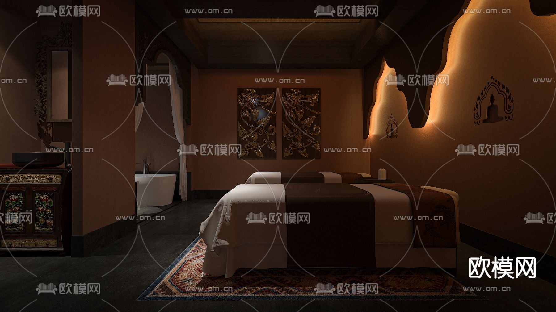 东南亚美容院 SPA护理房3d模型下载（渲染图2）